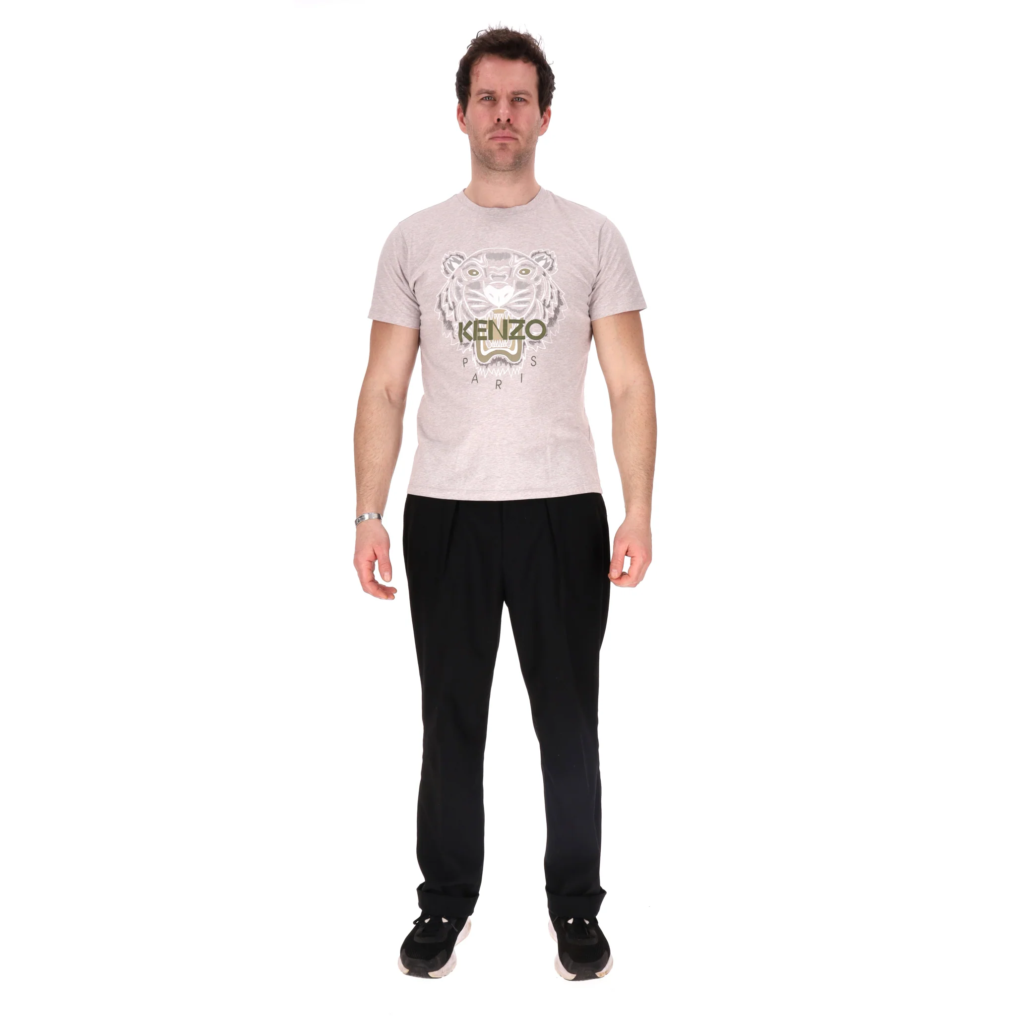 Keno Tiger Print Logo Cotton T-Shirt. Size L - Image 2