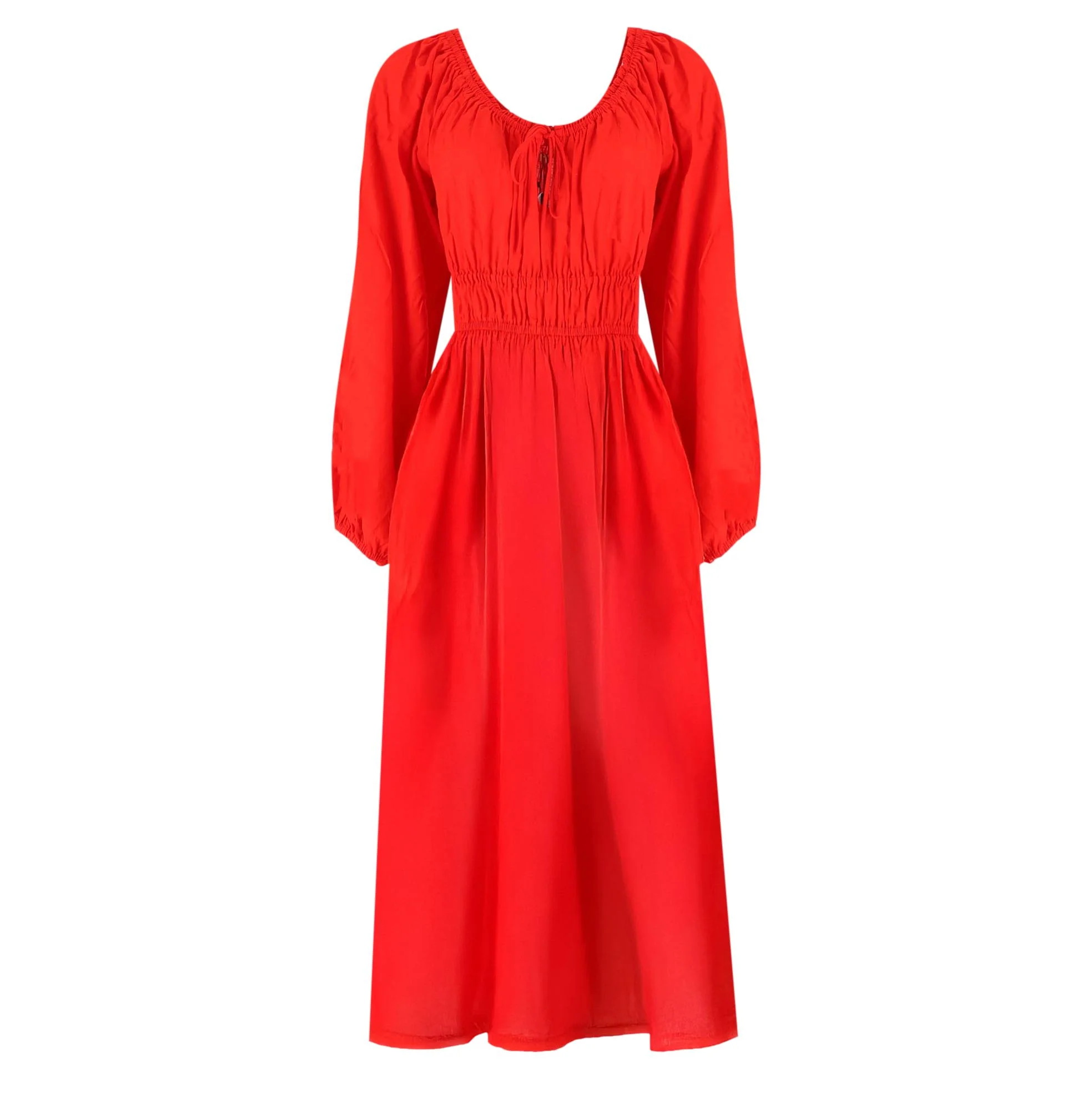 Kitri Linen & Cotton Blend Midi Dress With Balloon Sleeves. Size 12UK