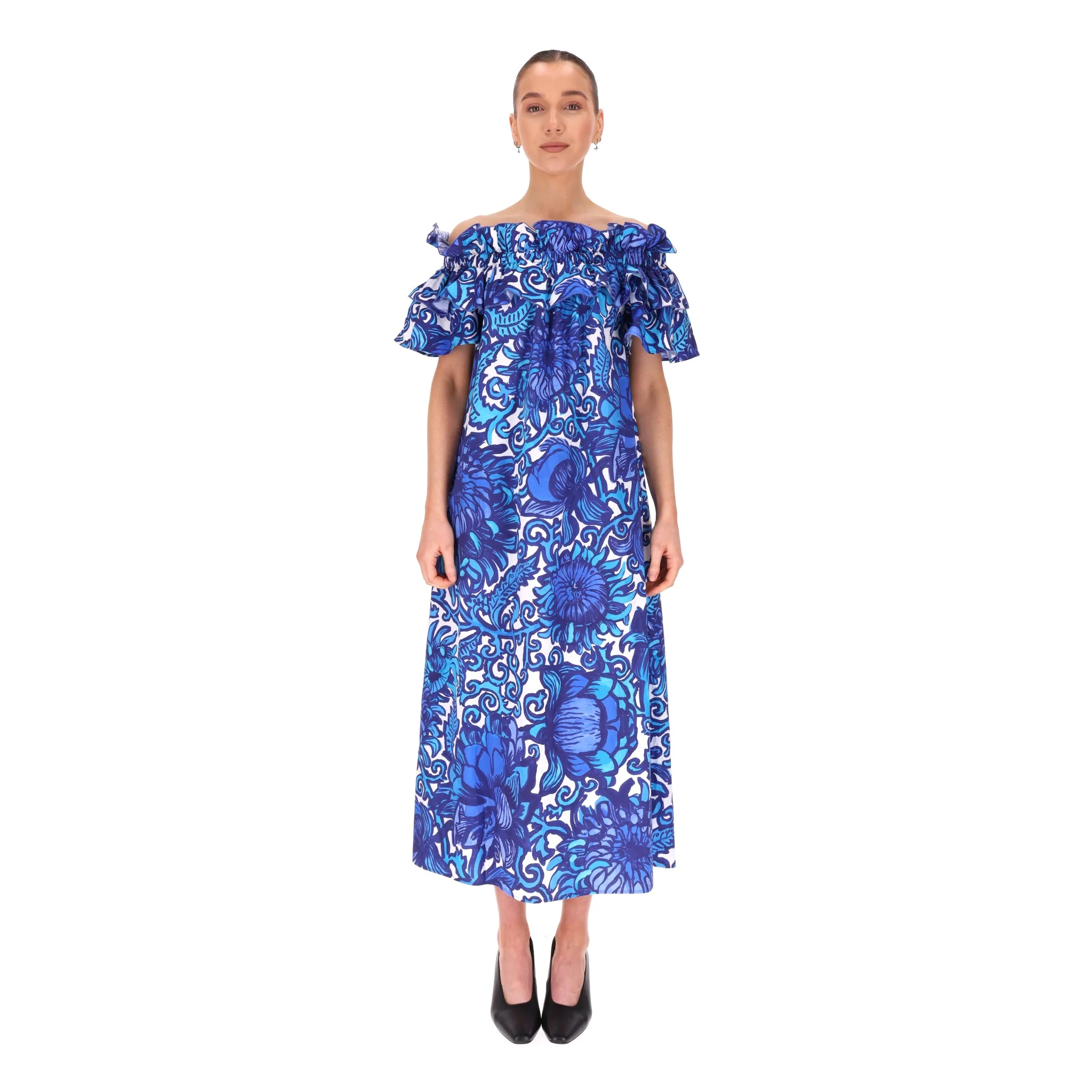 La DoubleJ Off-The-Shoulder Floral Cotton Dress. Size XXS - Image 2