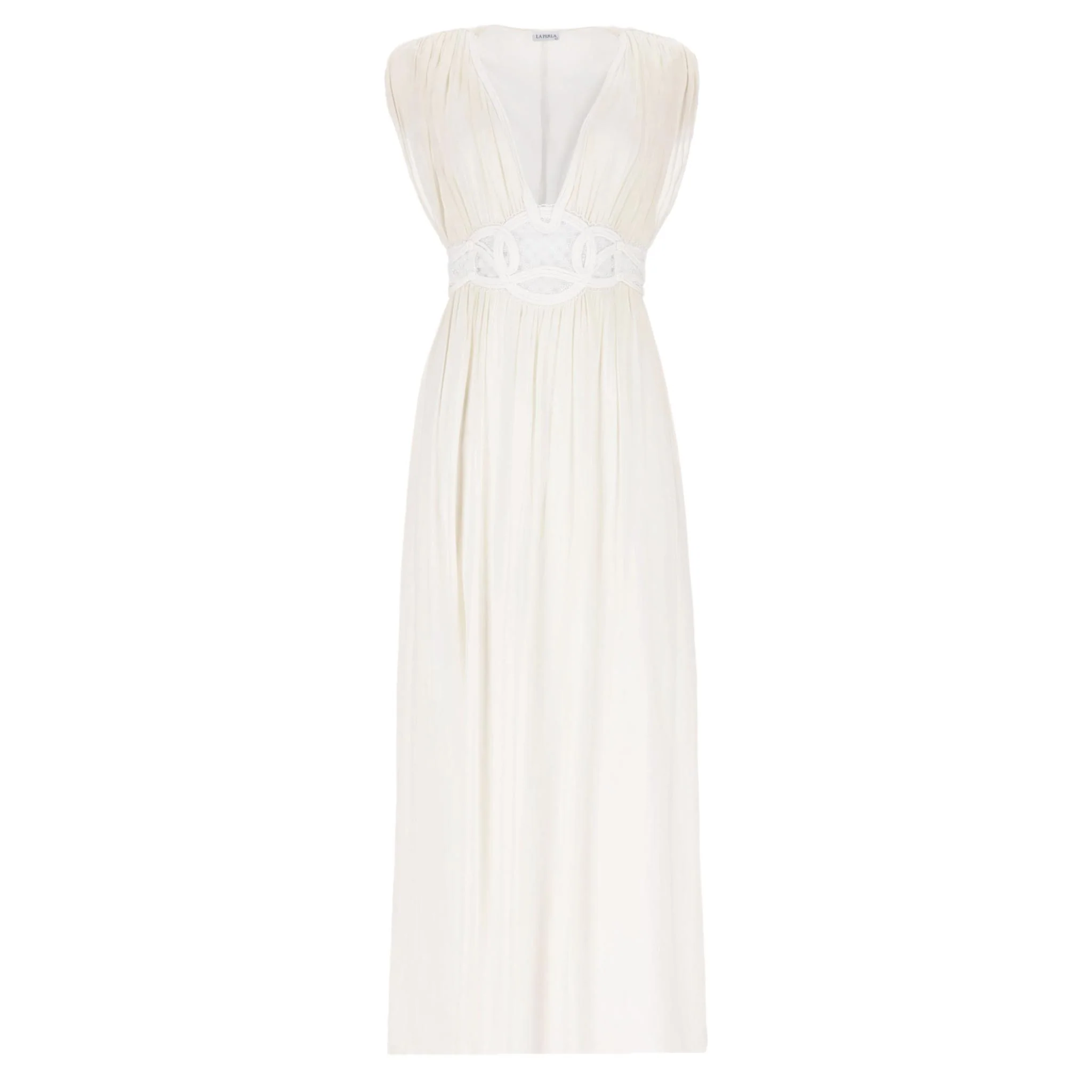 La Perla Lace-Embroidered Silk Maxi Dress. Size 38FR