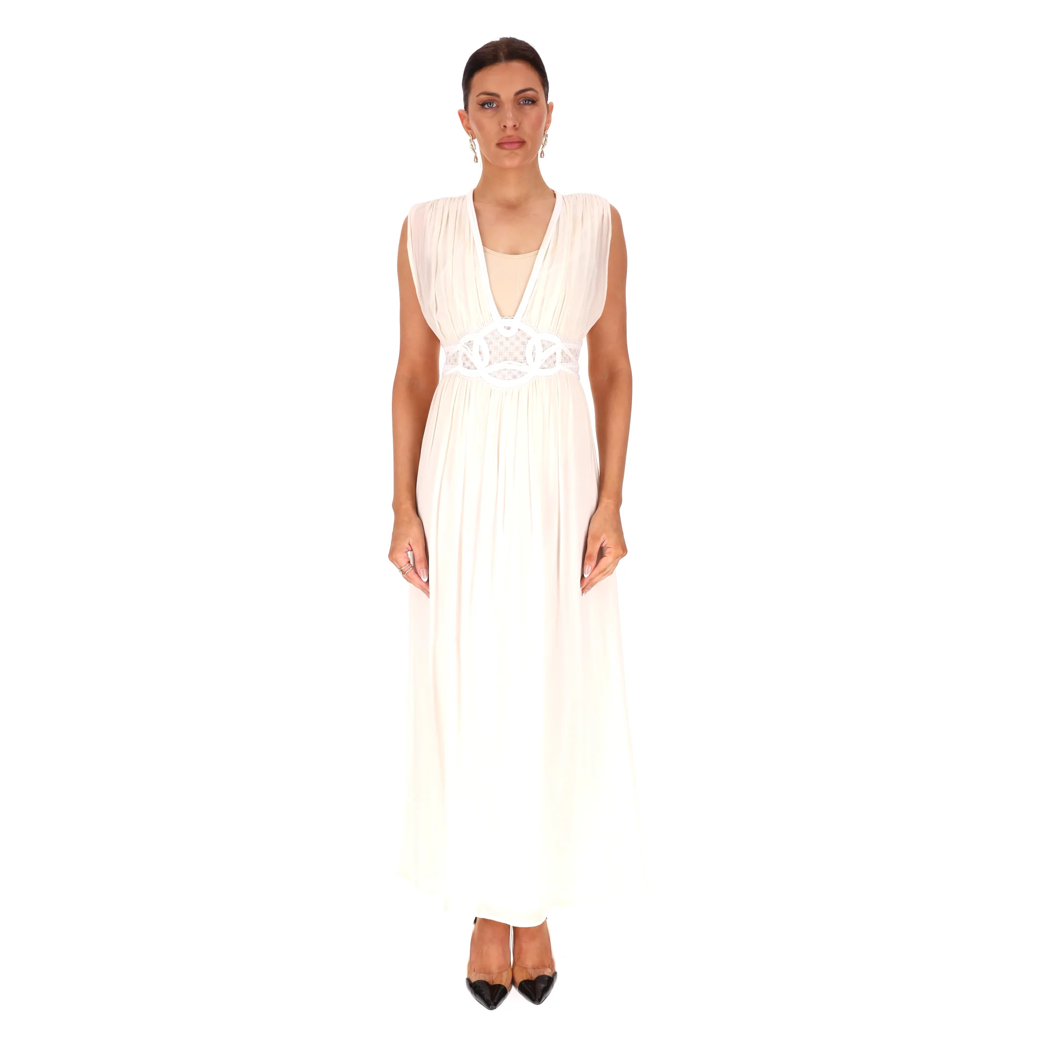 La Perla Lace-Embroidered Silk Maxi Dress. Size 38FR - Image 2