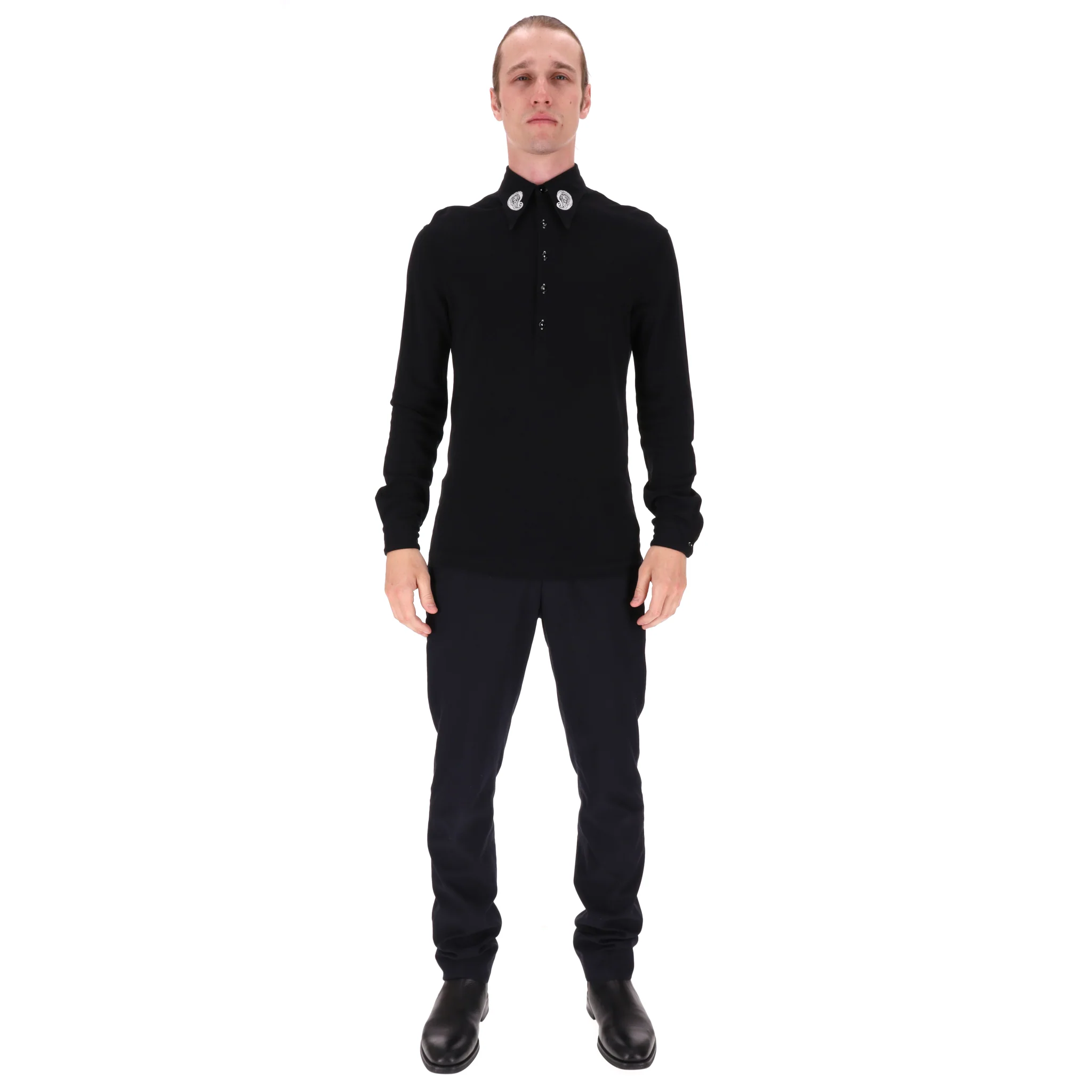 Lemaire Cotton Polo Shirt With Embroidery Detail. Size XS - Image 2