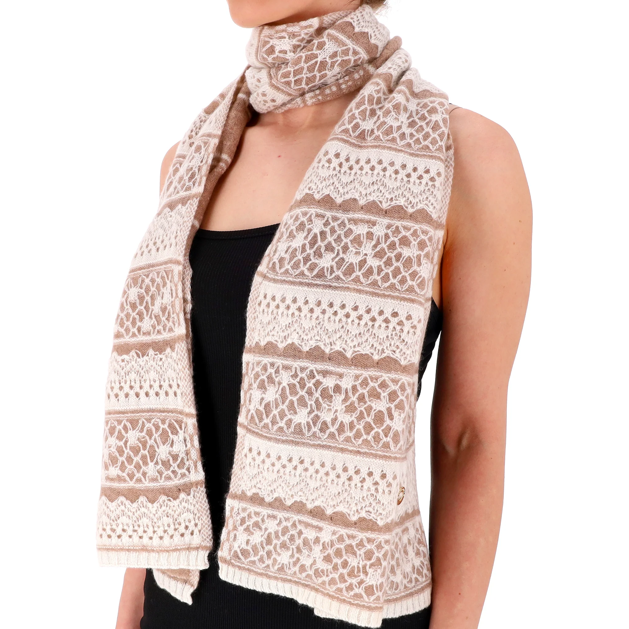 Loro Piana Openwork Lace Knit Cashmere Scarf - Image 2