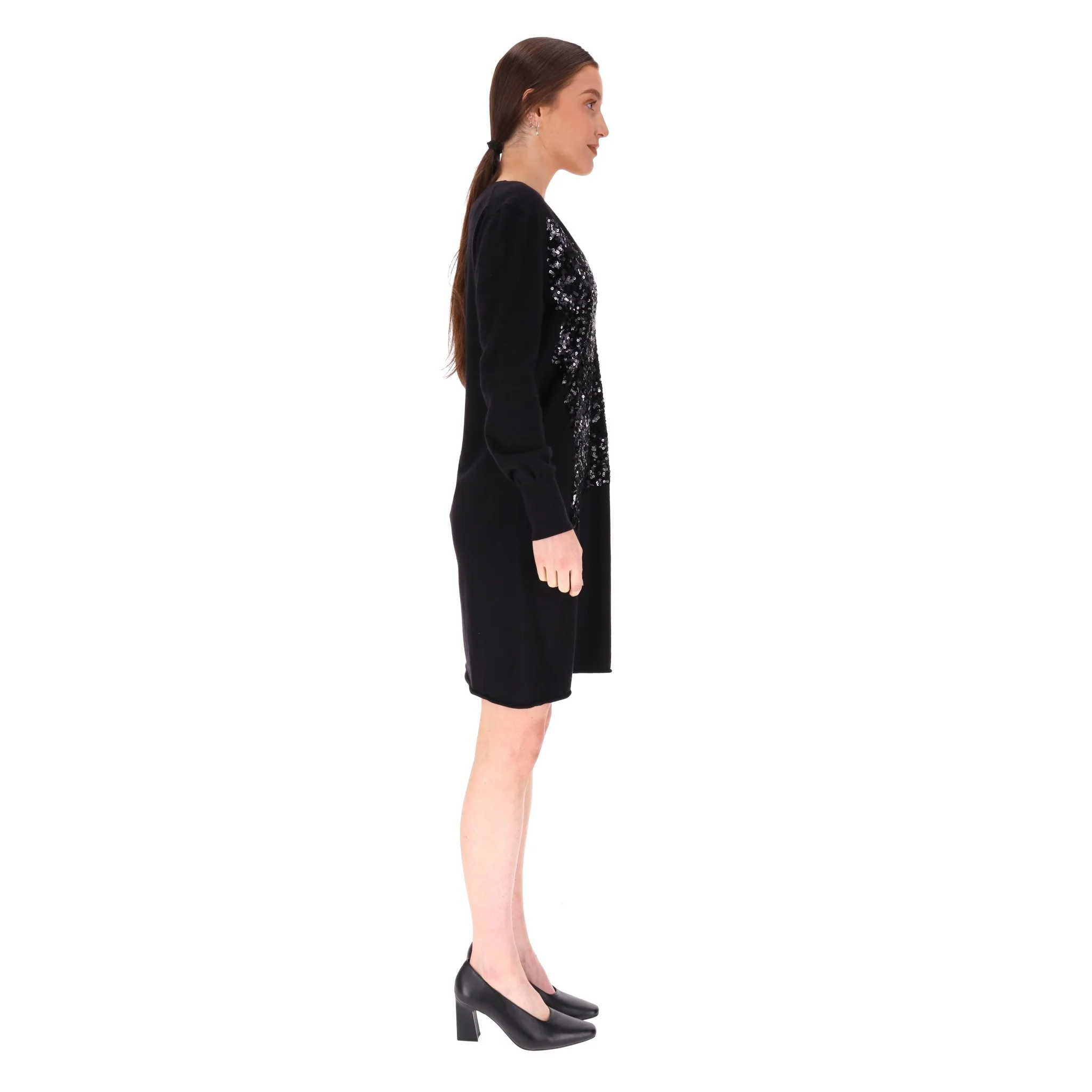 Louis Vuitton Cashmere & Wool Sequins Dress. Size M - Image 3