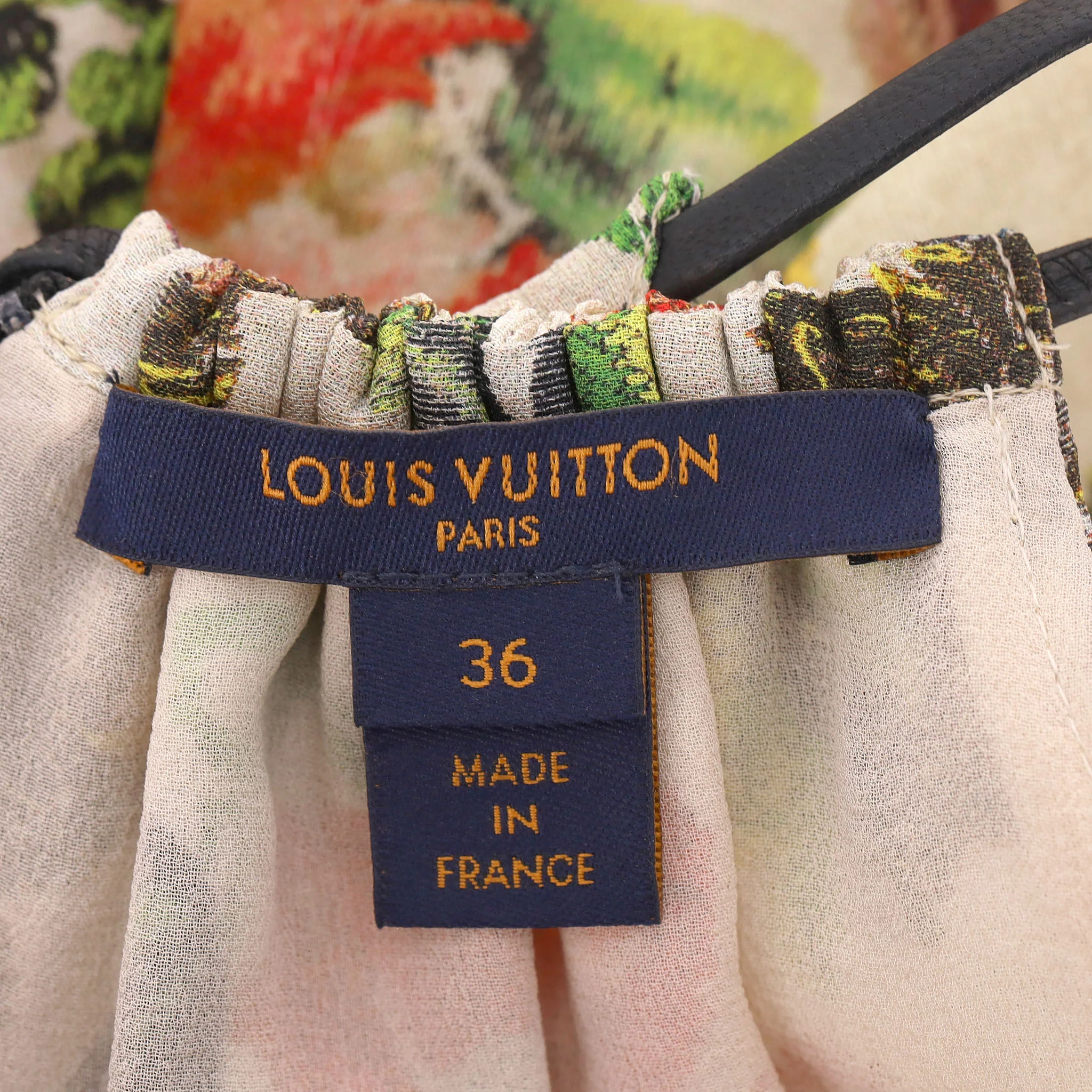 Louis Vuitton Cold-Shoulder Ruffle Detail Floral Silk Dress. Size 36FR - Image 6