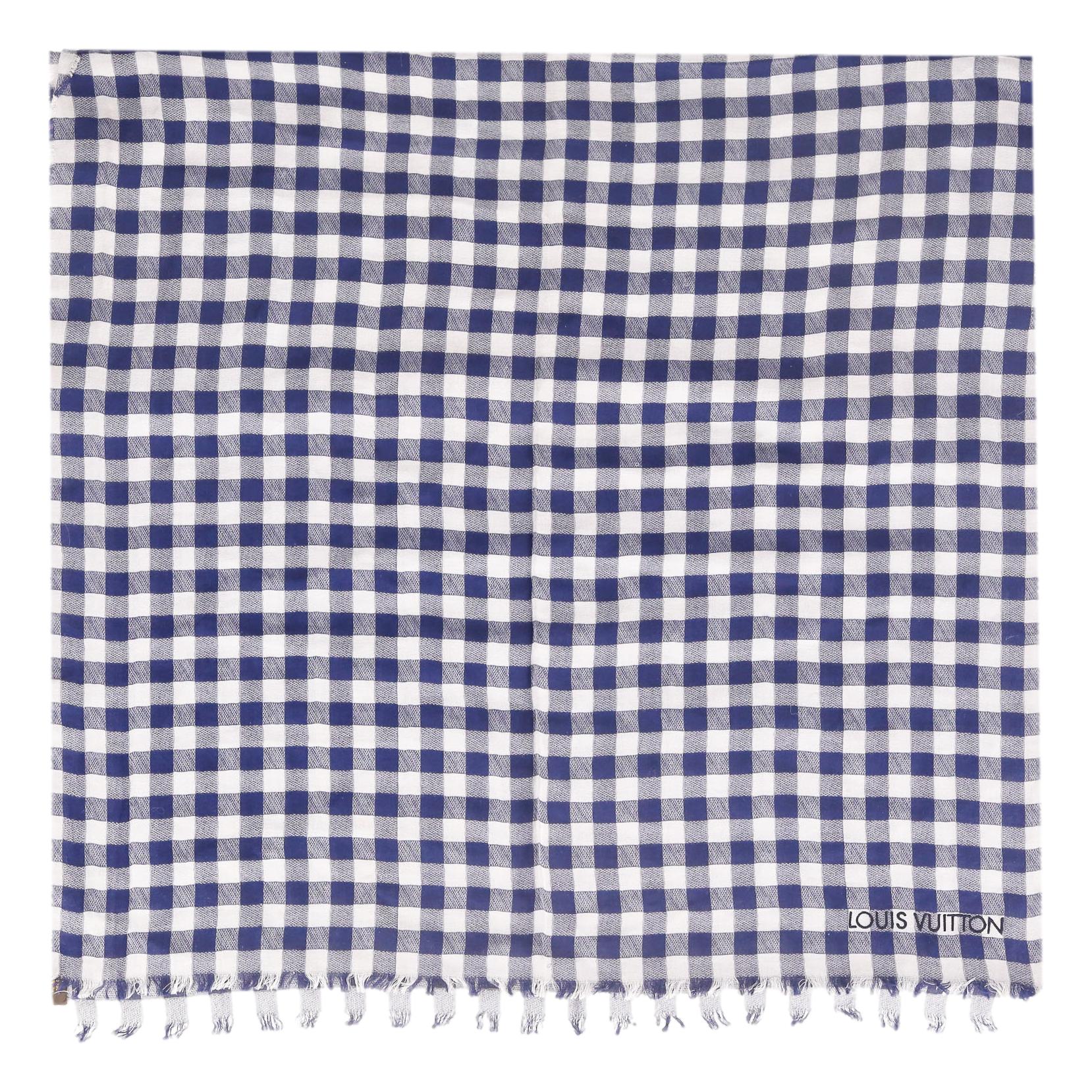 Louis Vuitton Cotton Gingham Check Shawl Scarf