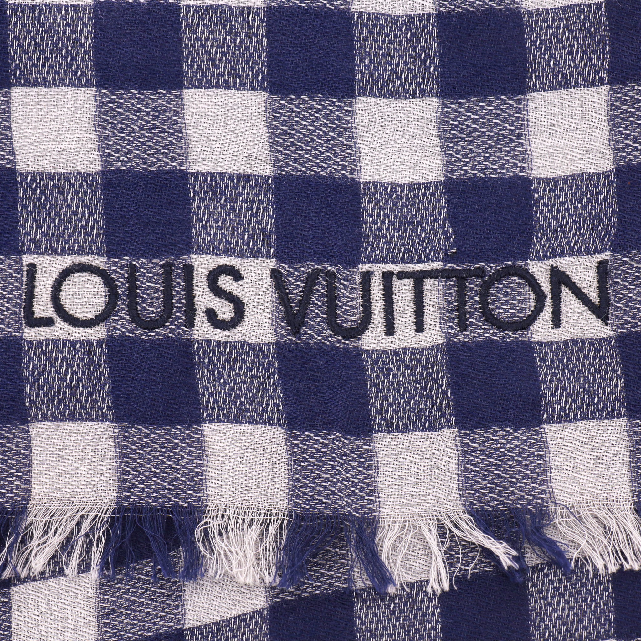 Louis Vuitton Cotton Gingham Check Shawl Scarf - Image 4