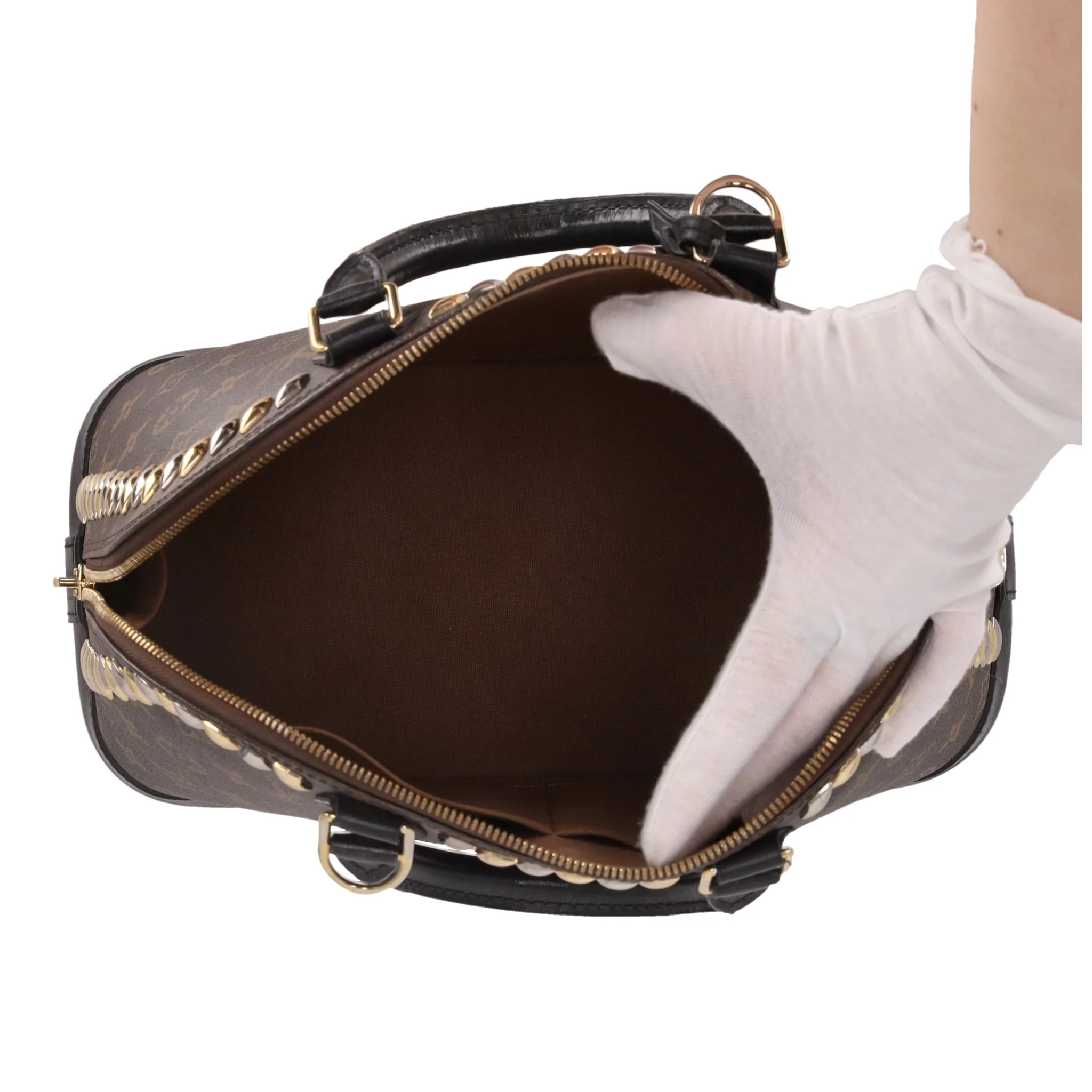 Louis Vuitton Cruise Runway Monogram Macassar Studded Alma Bag - Image 6
