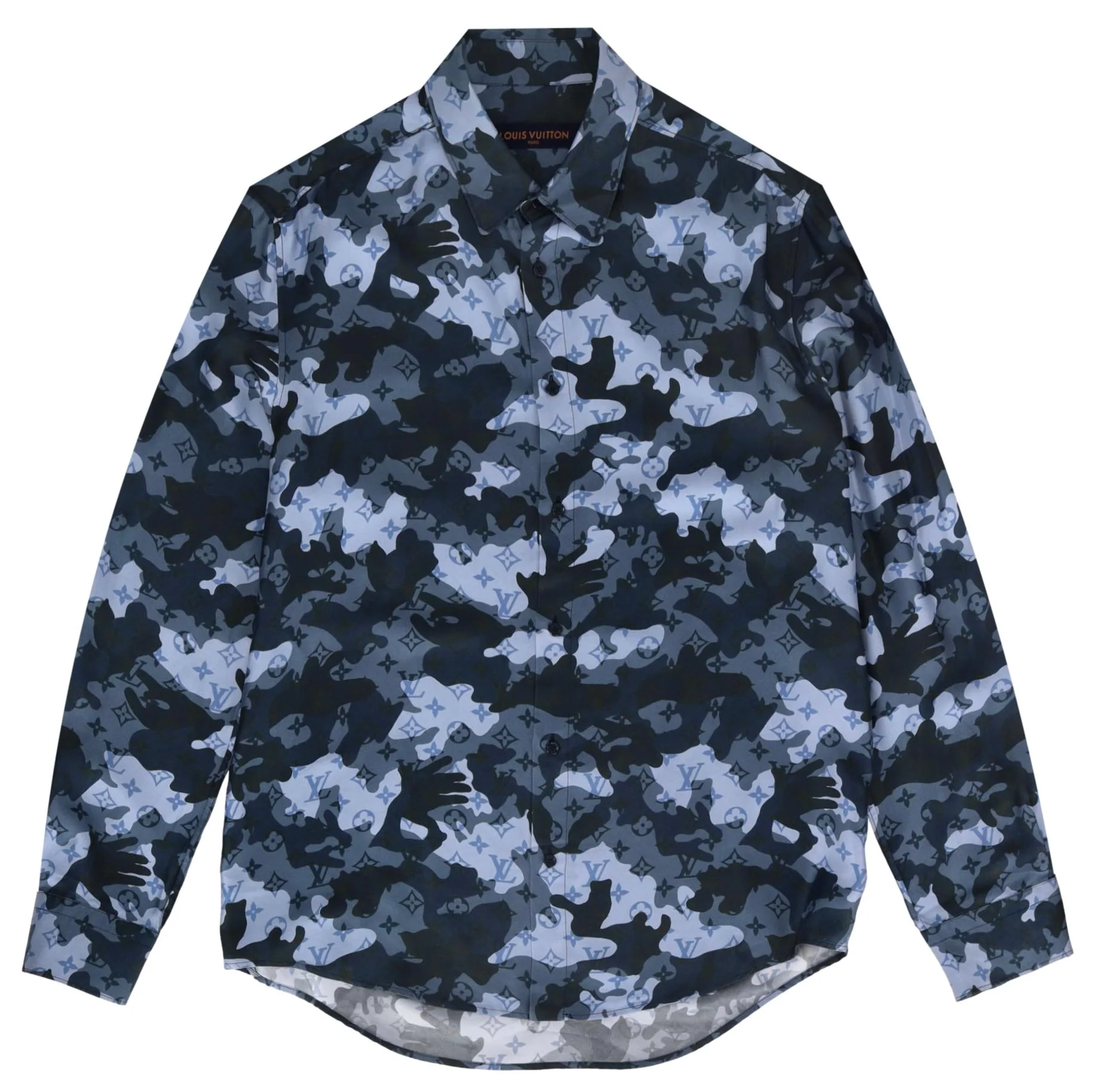Louis Vuitton Camouflage 'LV' Monogram Silk Shirt. Size L