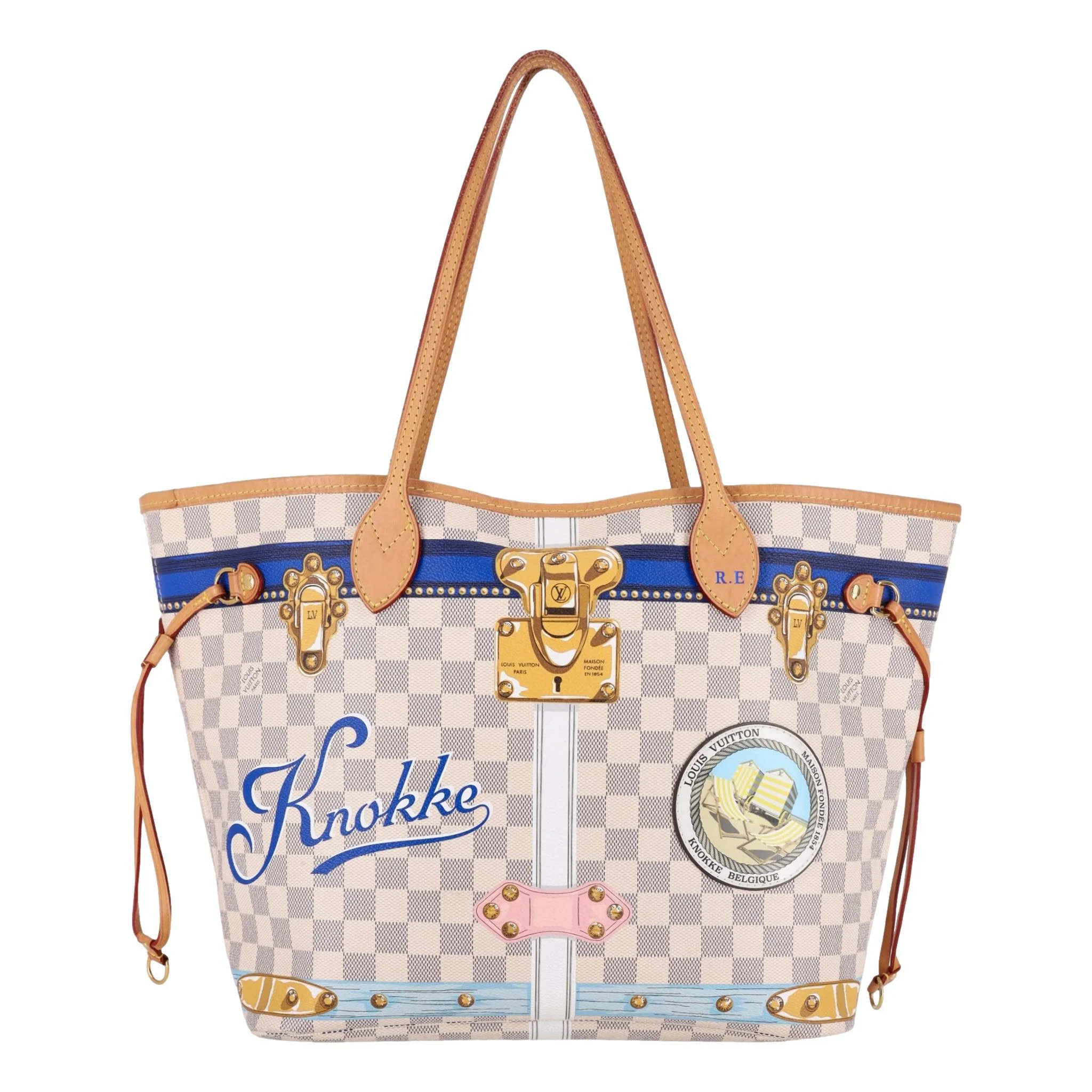 Louis Vuitton Limited Edition Damier Azur Summer Trunks Knokke Neverfull MM Bag & Pochette