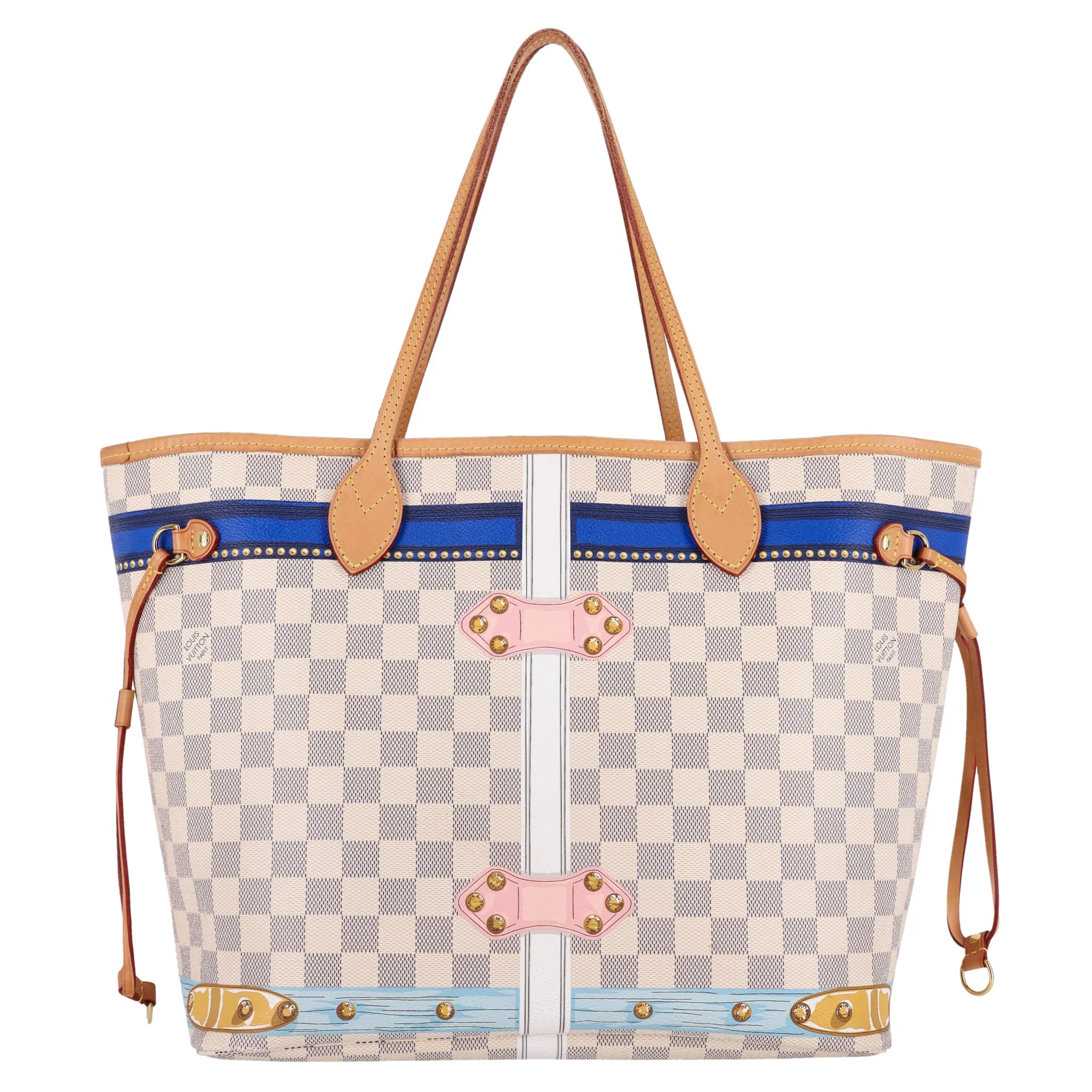 Louis Vuitton Limited Edition Damier Azur Summer Trunks Knokke Neverfull MM Bag & Pochette - Image 4