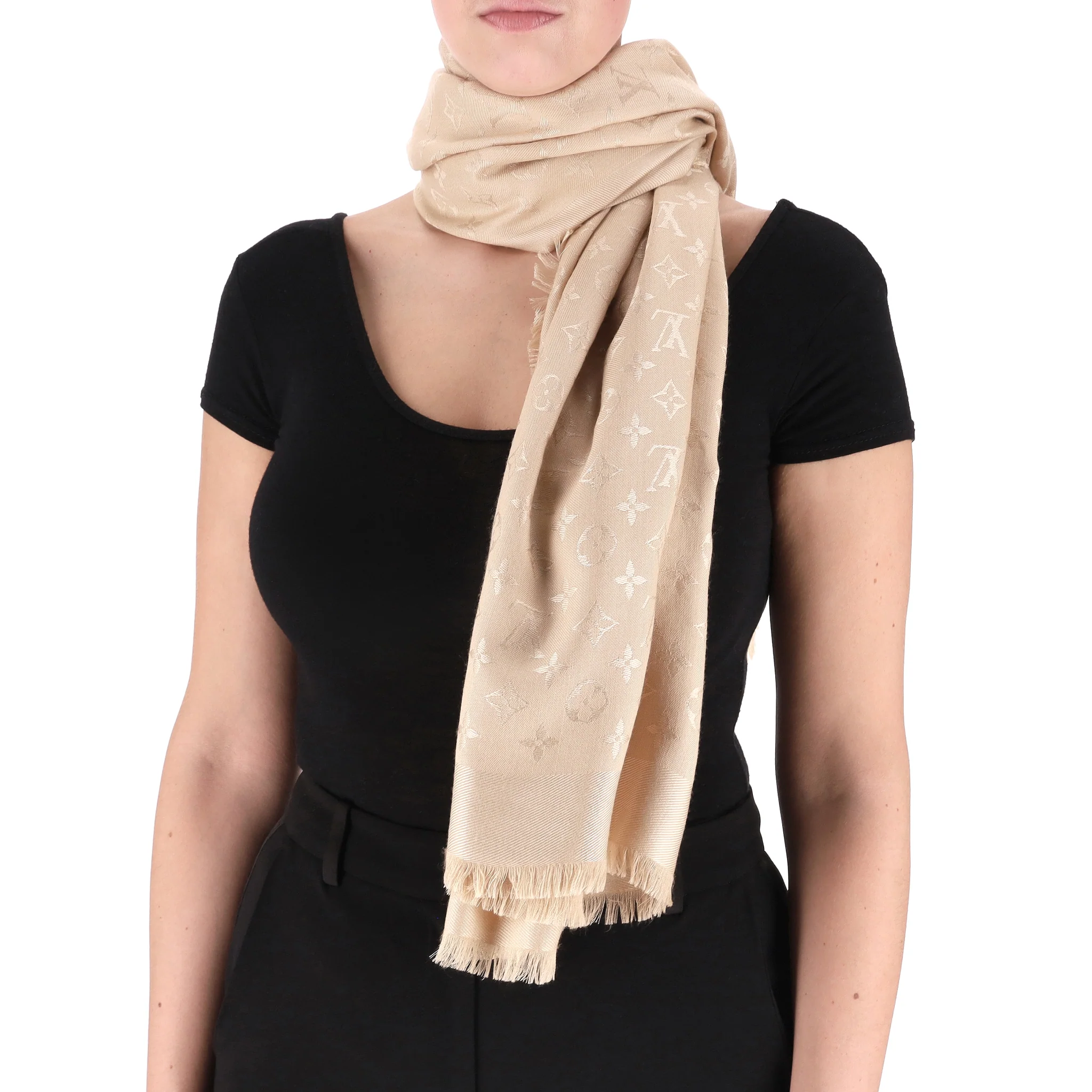 Louis Vuitton Monogram Silk & Wool Blend Shawl/Scarf - Image 5