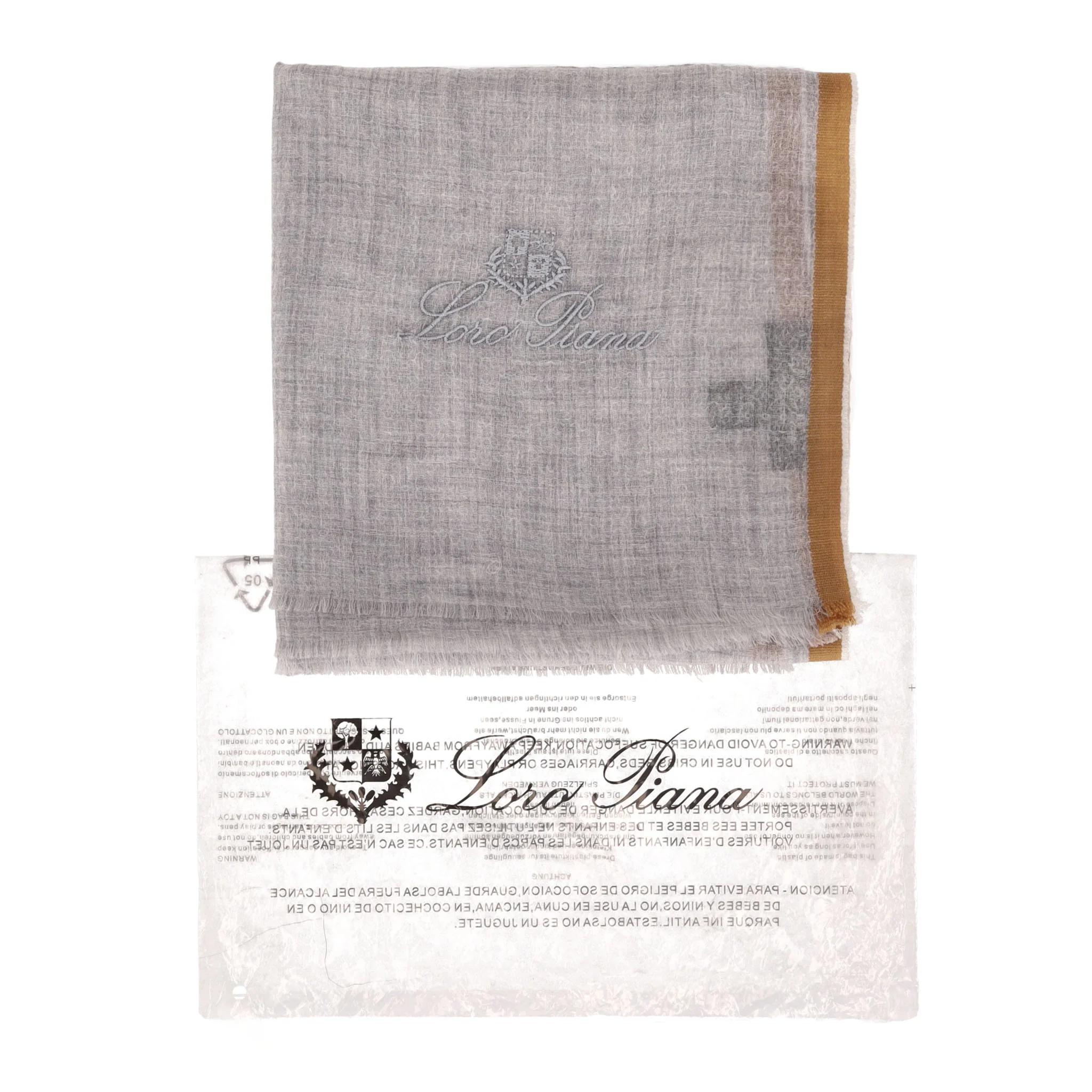 Loro Piana Logo Embroidered Cashmere Shawl/Scarf - Image 4