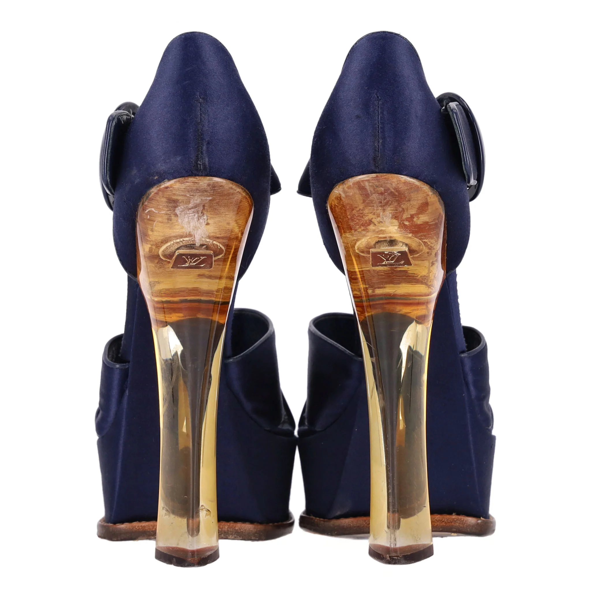 Louis Vuitton Satin 'Florida' Platform Sandals With A Lucite Heel. Size 39 - Image 4