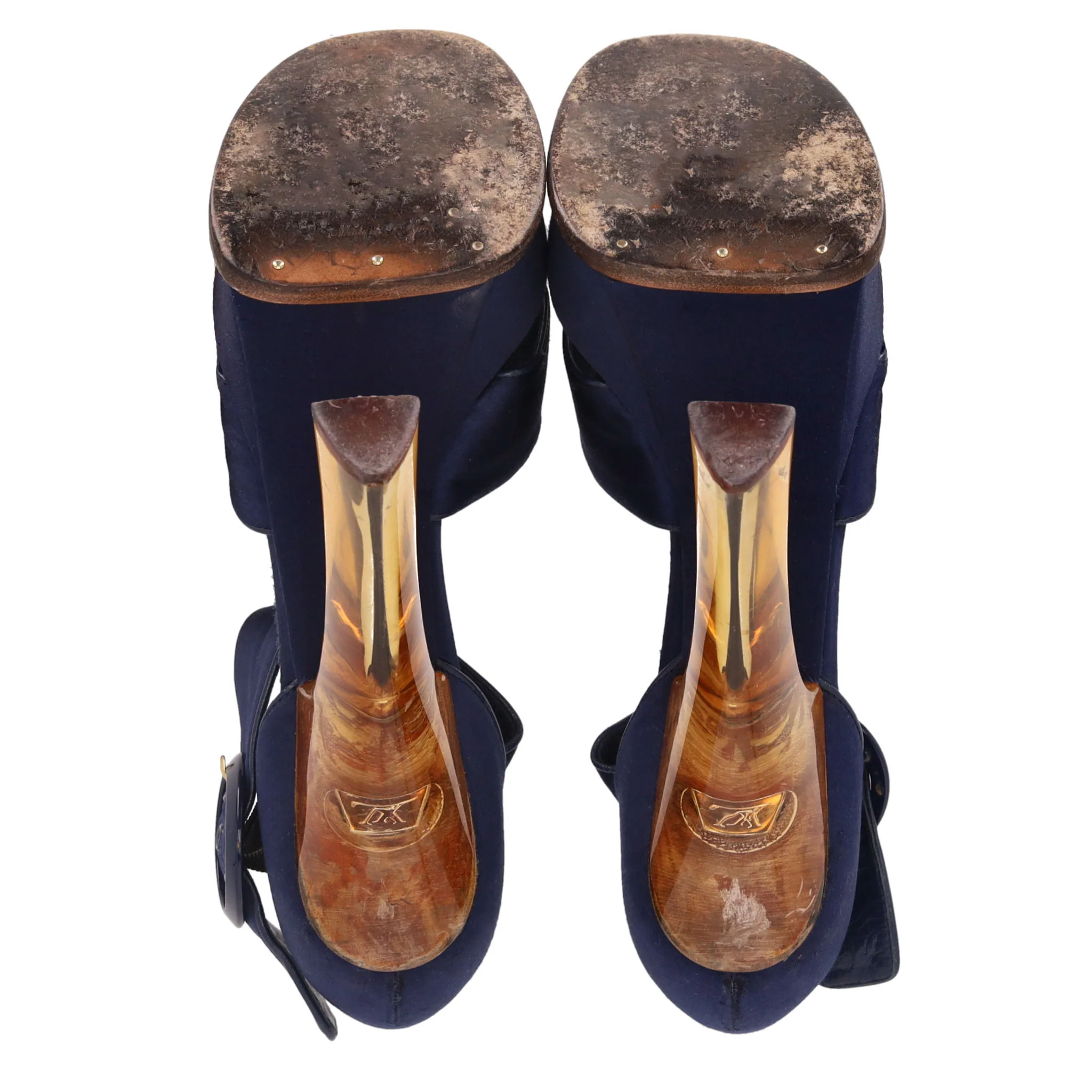Louis Vuitton Satin 'Florida' Platform Sandals With A Lucite Heel. Size 39 - Image 5