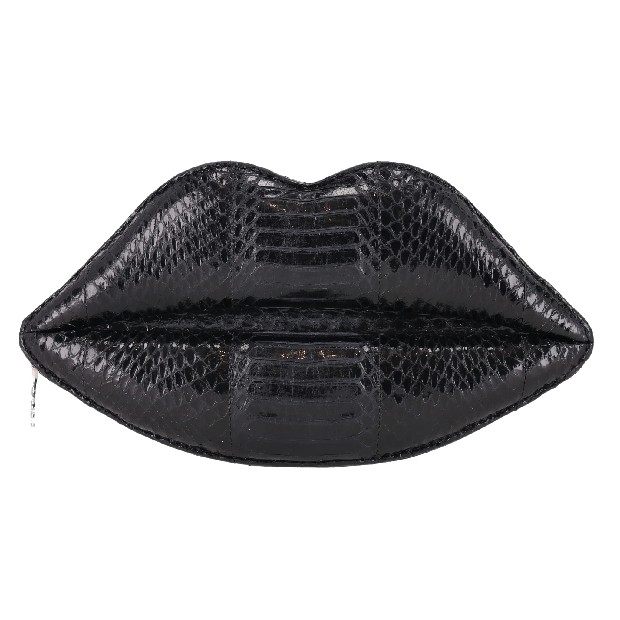 Lulu Guinness Padded Lip Snake Skin Clutch Bag