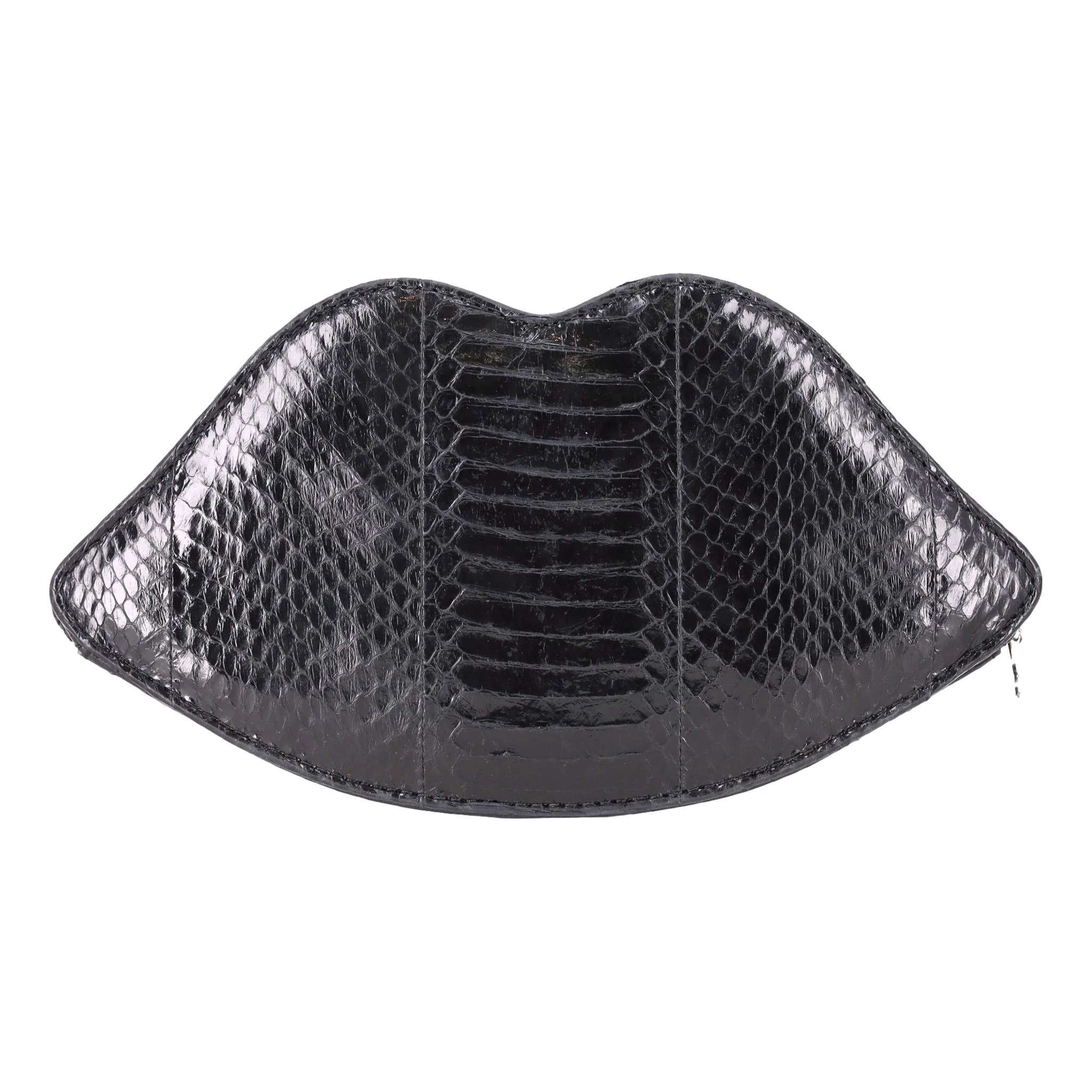 Lulu Guinness Padded Lip Snake Skin Clutch Bag - Image 2