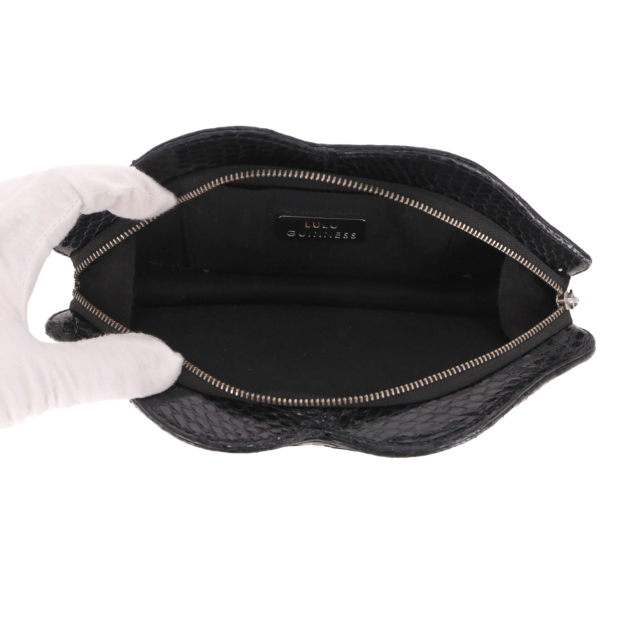Lulu Guinness Padded Lip Snake Skin Clutch Bag - Image 5