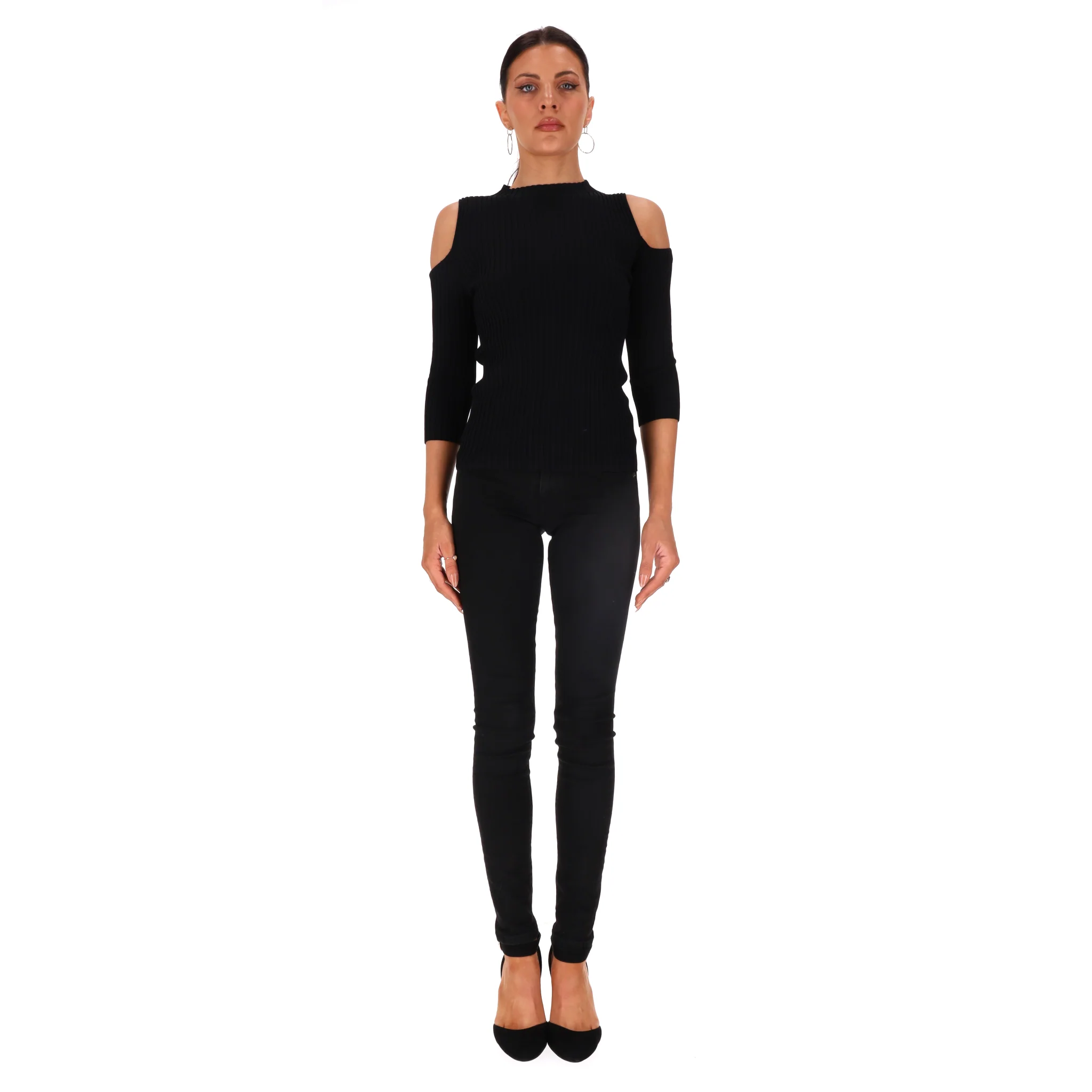 Maje Knitted Cold-Shoulder Top. Size 1 - Image 2