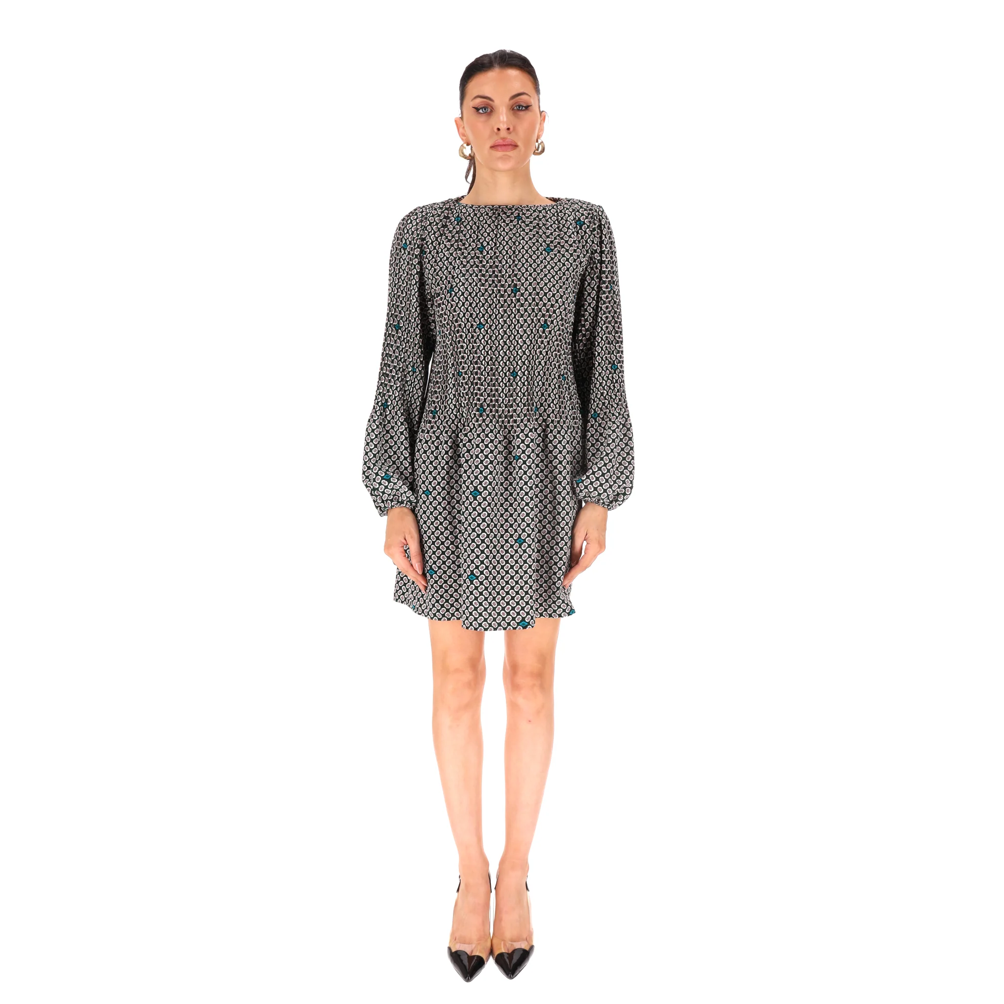 Maje Printed Pleated Dress. Size 3 - Image 2