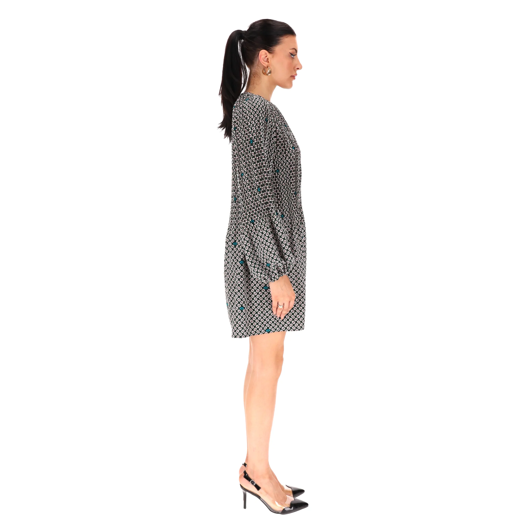 Maje Printed Pleated Dress. Size 3 - Image 3
