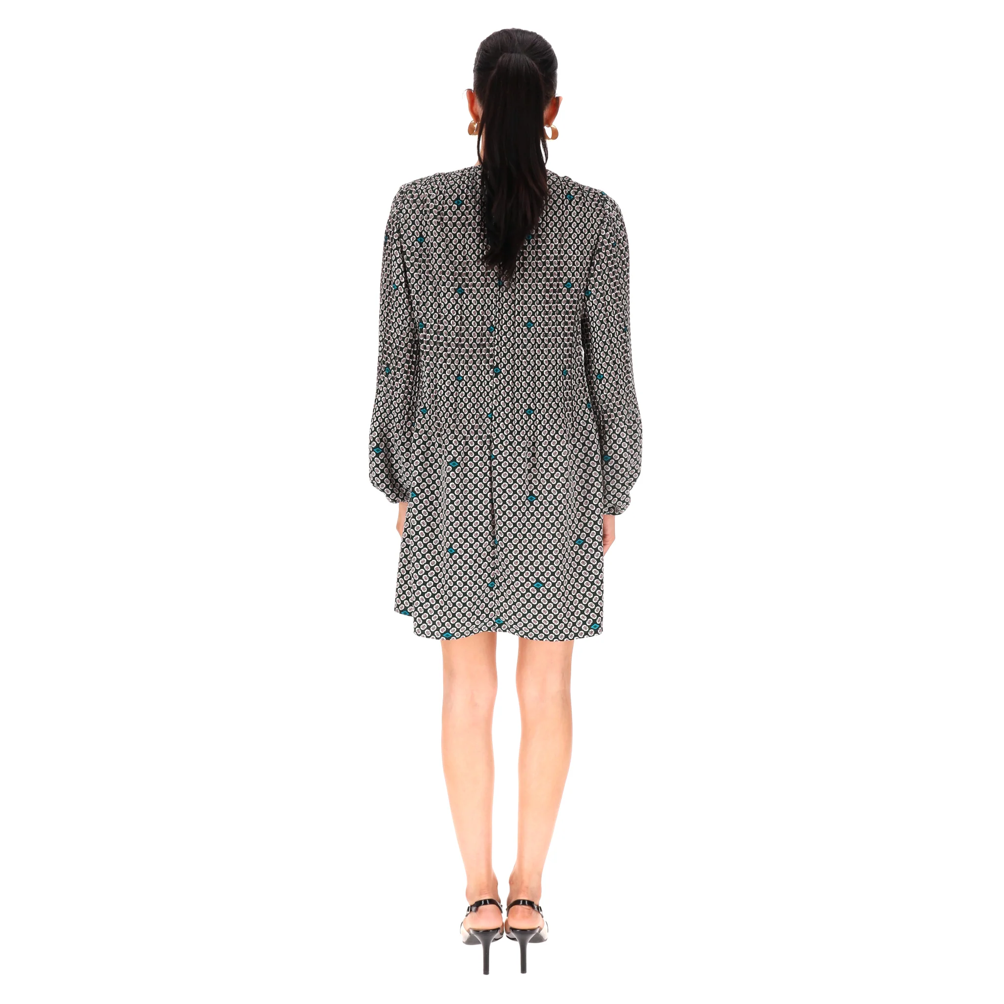 Maje Printed Pleated Dress. Size 3 - Image 4