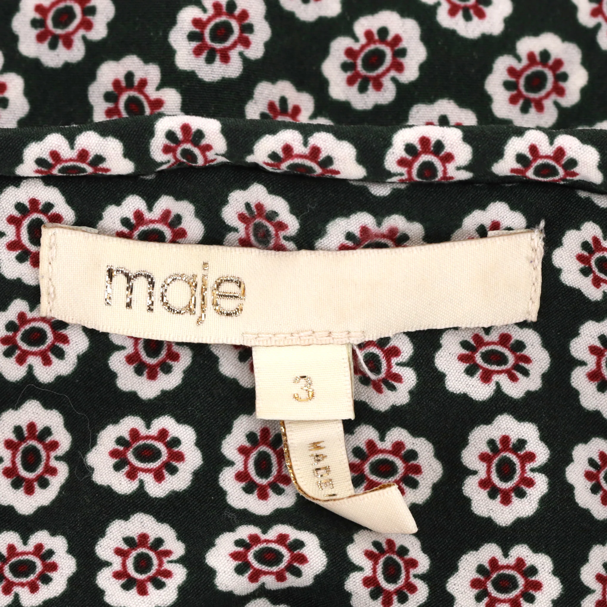 Maje Printed Pleated Dress. Size 3 - Image 5