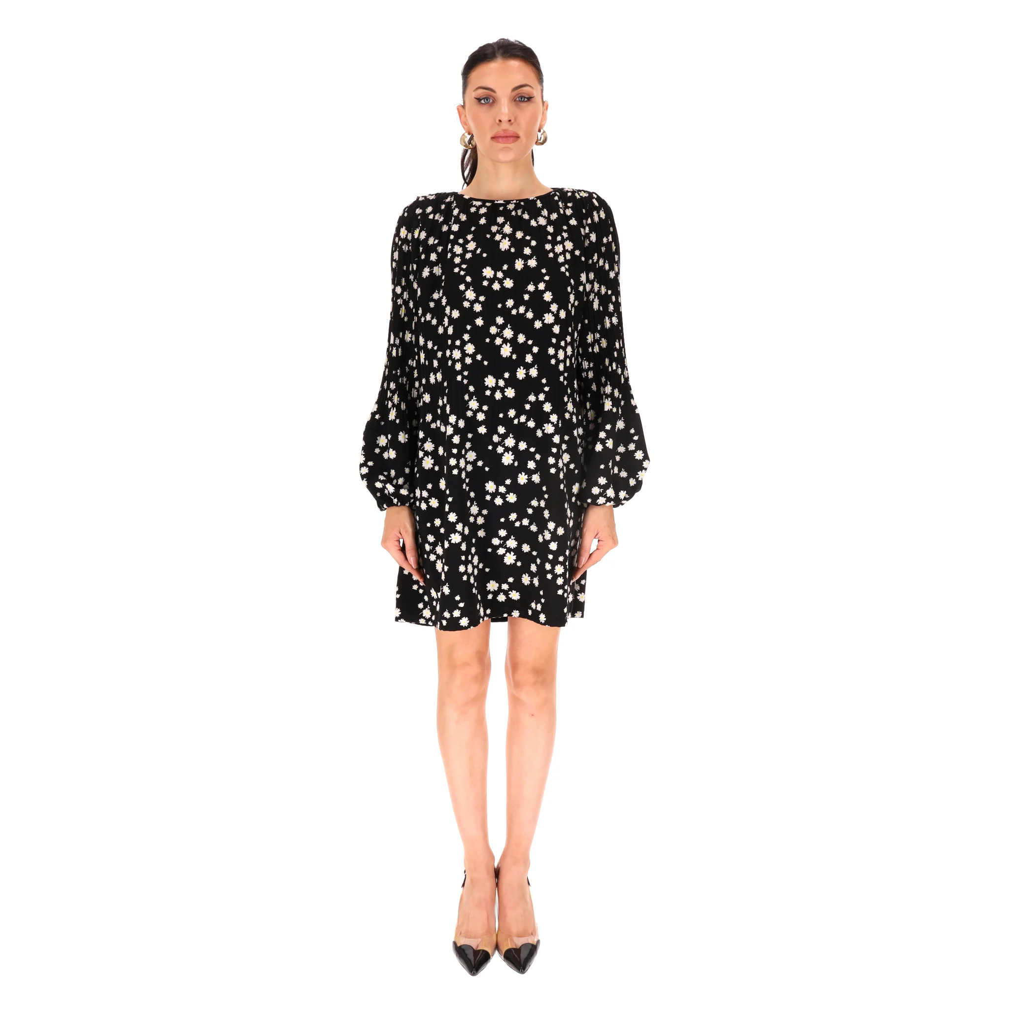 Maje Daisy Print Pleated Dress. Size 2 - Image 2