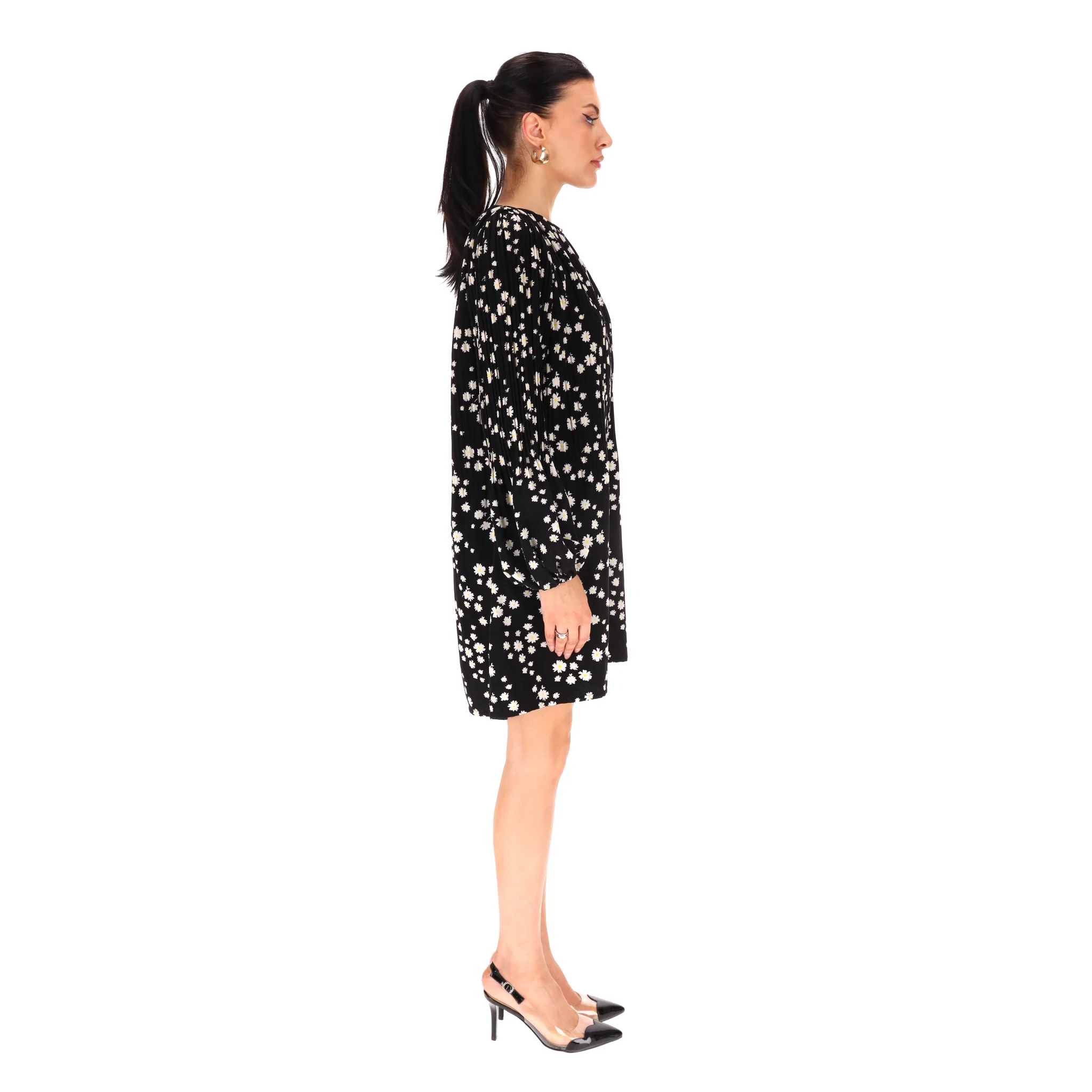 Maje Daisy Print Pleated Dress. Size 2 - Image 3