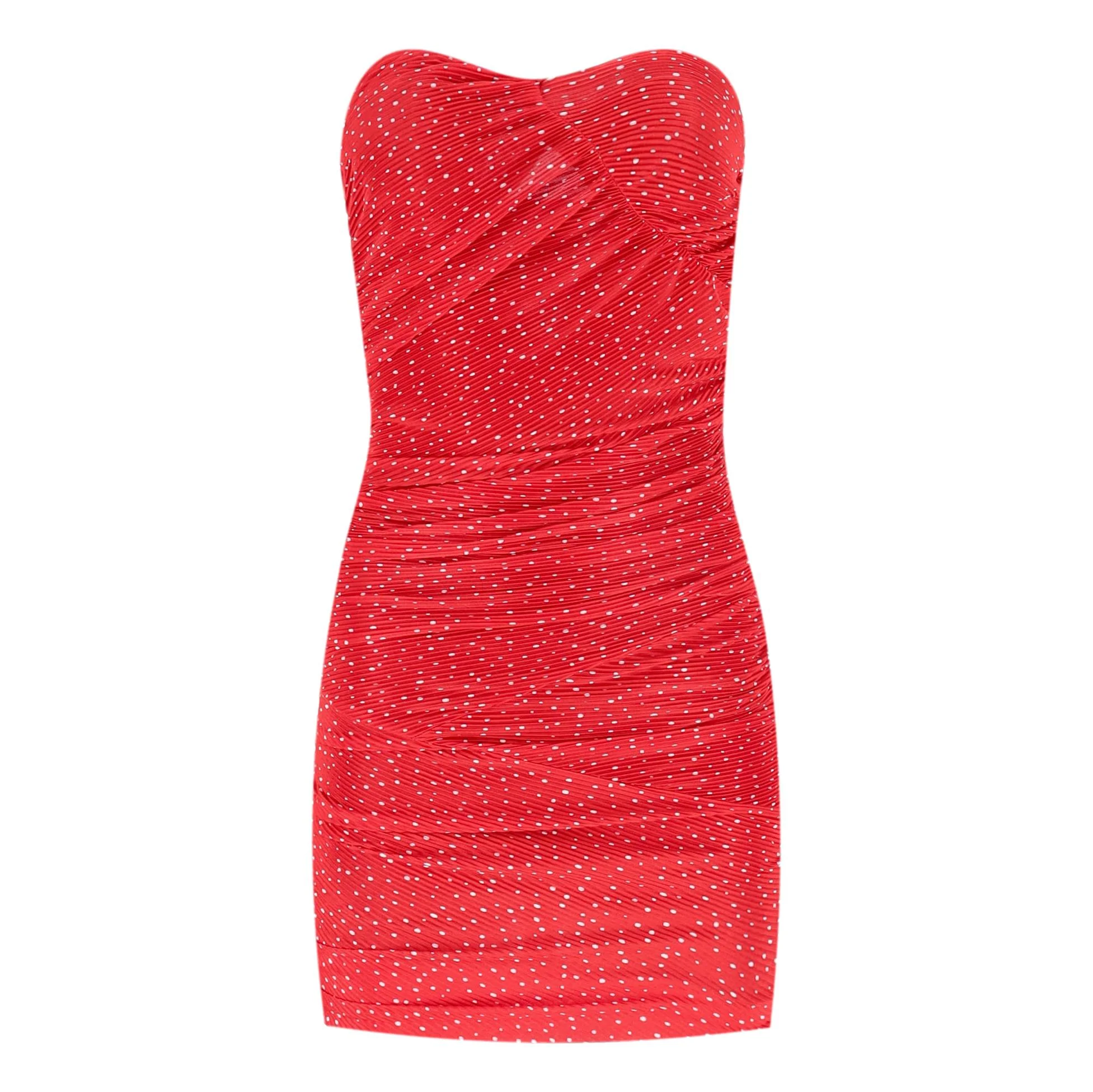 Maje Strapless Ruched Polka-Dot Mini Dress. Size 34FR