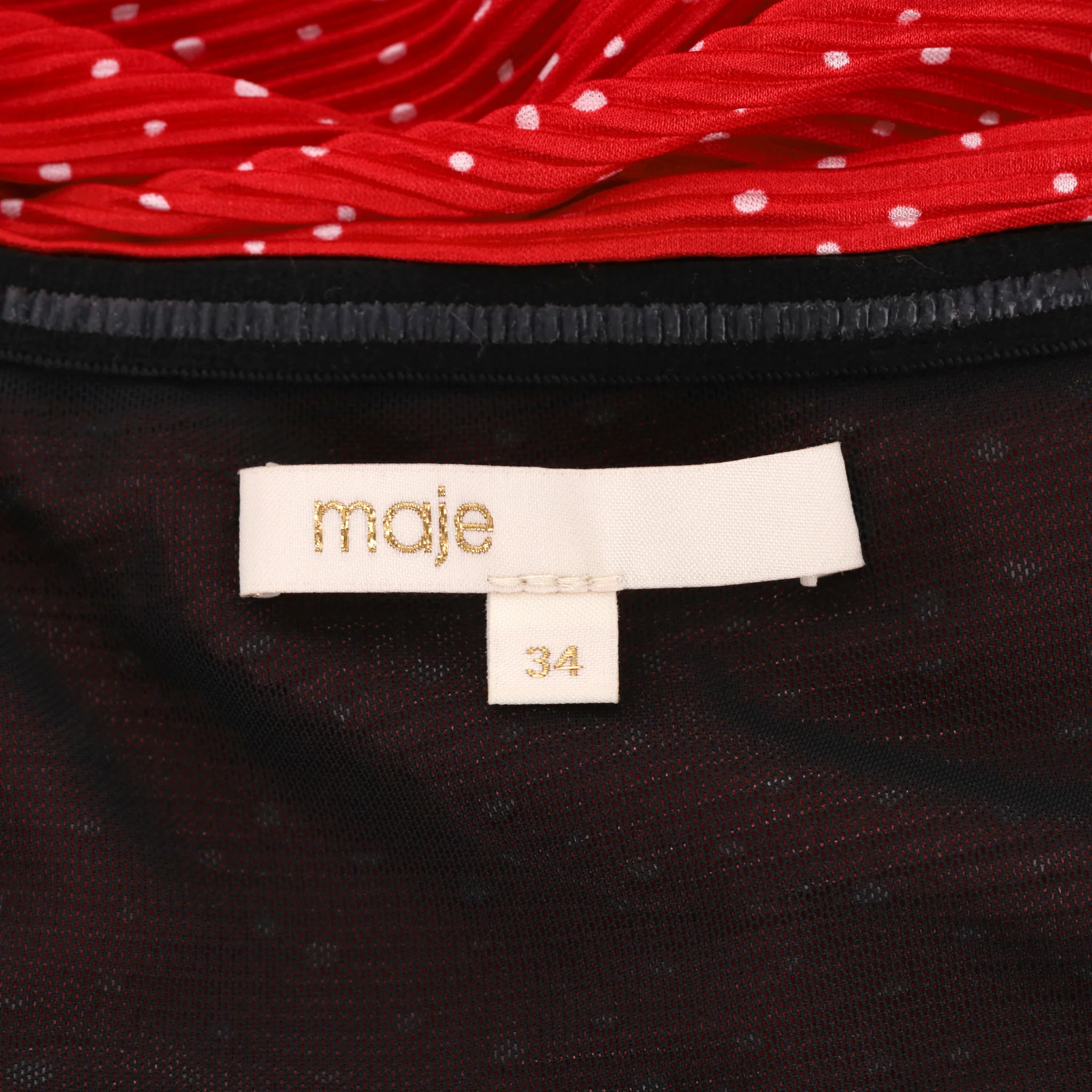 Maje Strapless Ruched Polka-Dot Mini Dress. Size 34FR - Image 6