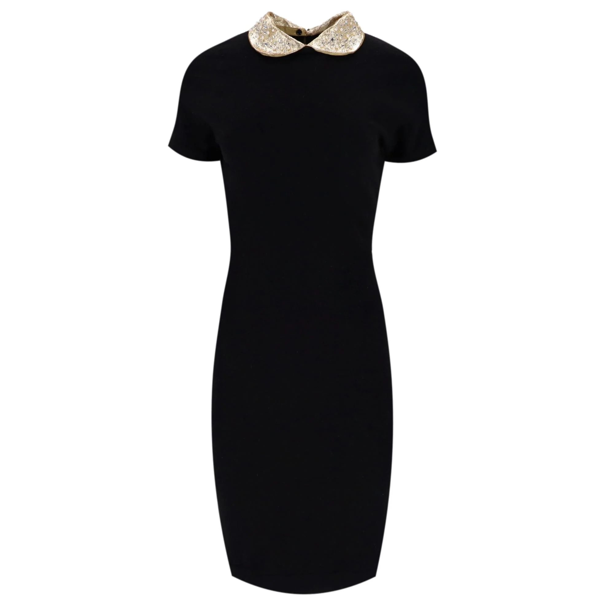 Marc By Marc Jacobs Wool Blend Dress With Leather Jewel-Embellished Collar. Size S