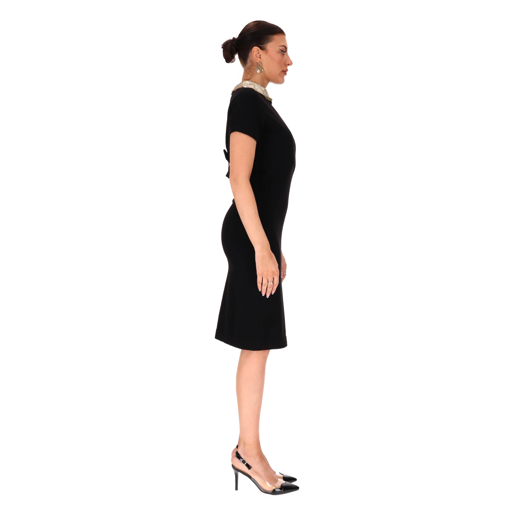 Marc By Marc Jacobs Wool Blend Dress With Leather Jewel-Embellished Collar. Size S - Image 3
