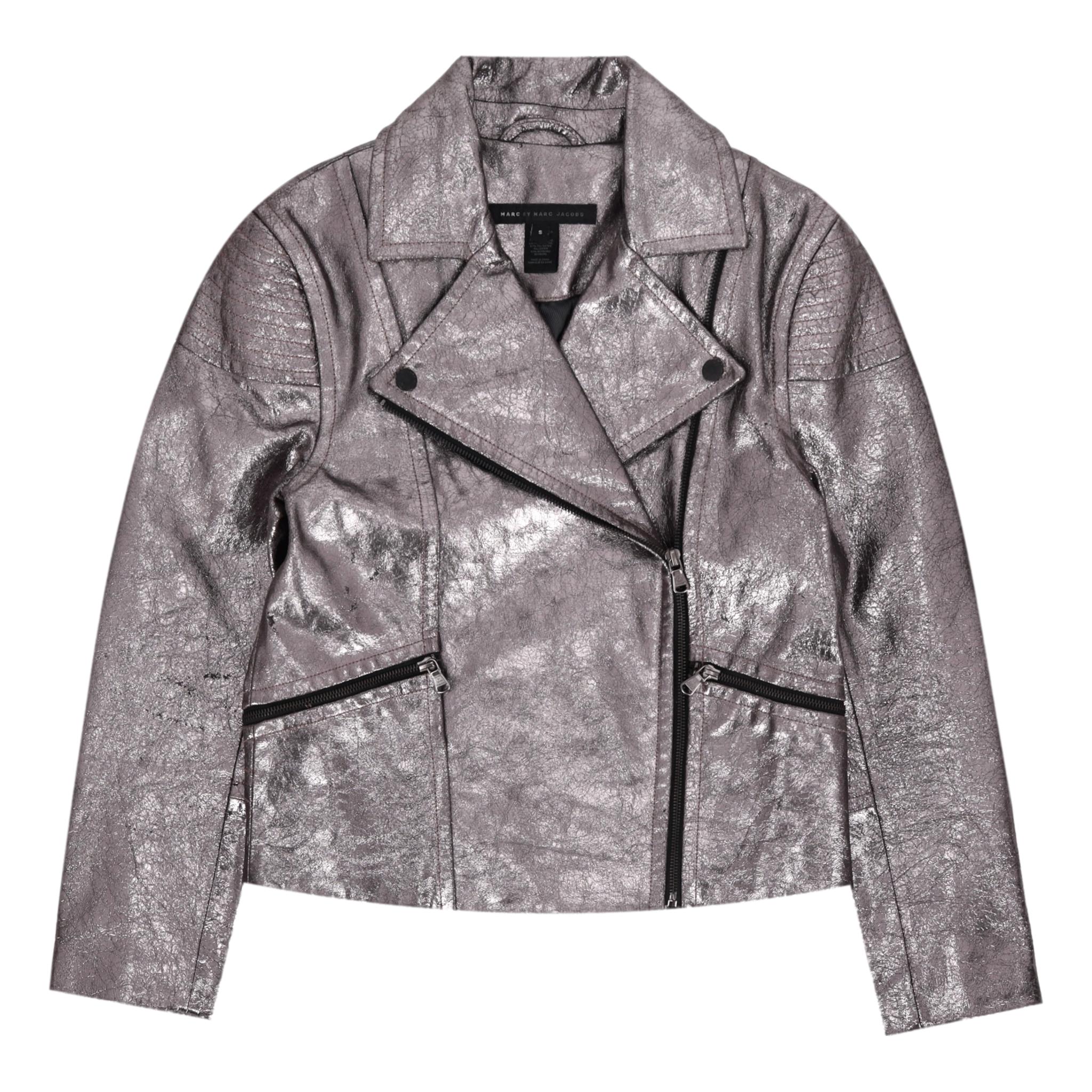 Marc By Marc Jacobs Metallic Leather Biker Jacket. Size S
