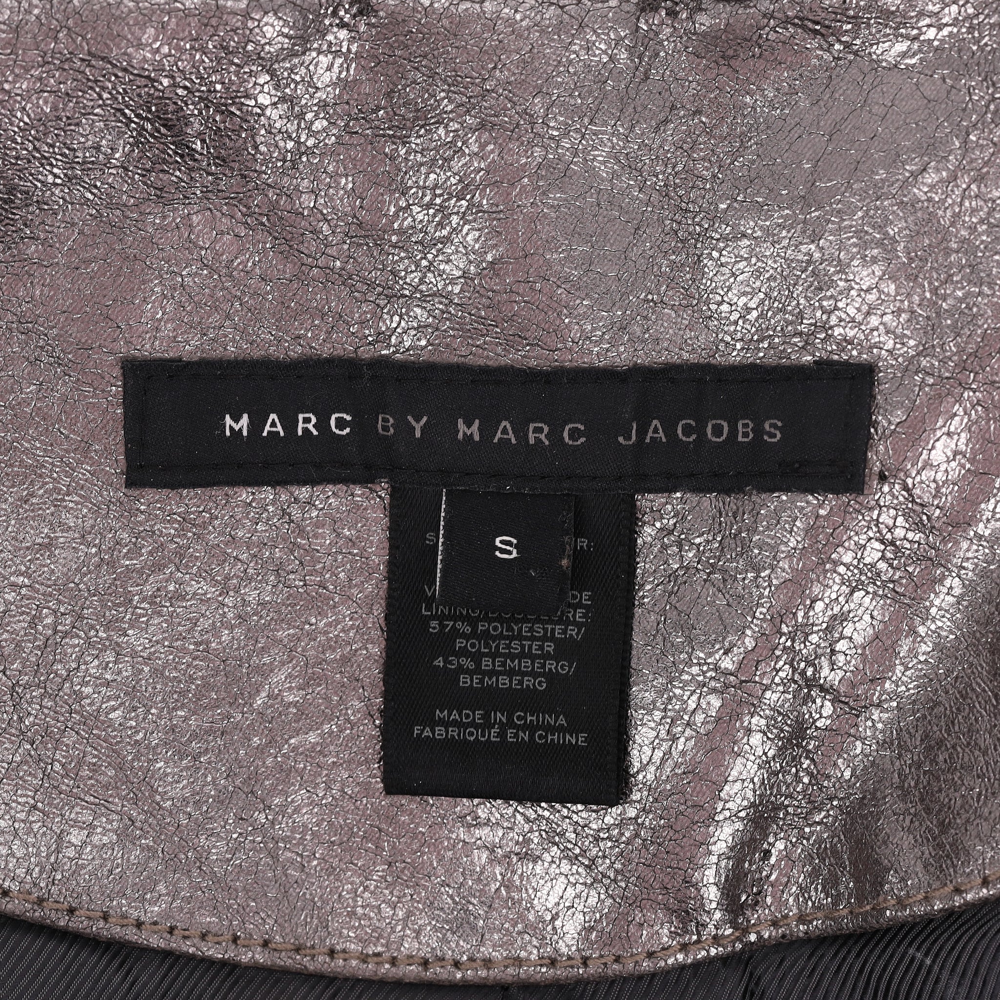 Marc By Marc Jacobs Metallic Leather Biker Jacket. Size S - Image 6