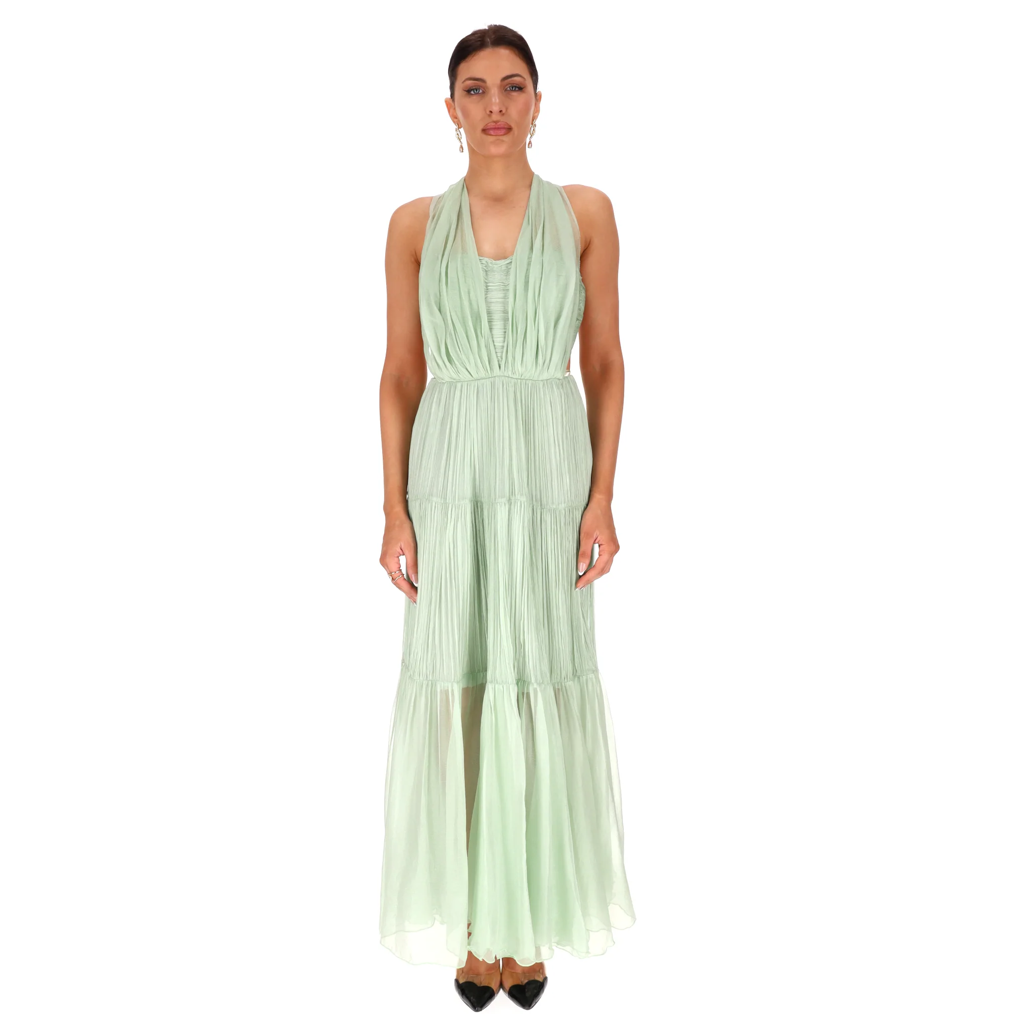 Maria Lucia Hohan Poppy Pleated Maxi Dress. Size 38FR - Image 2
