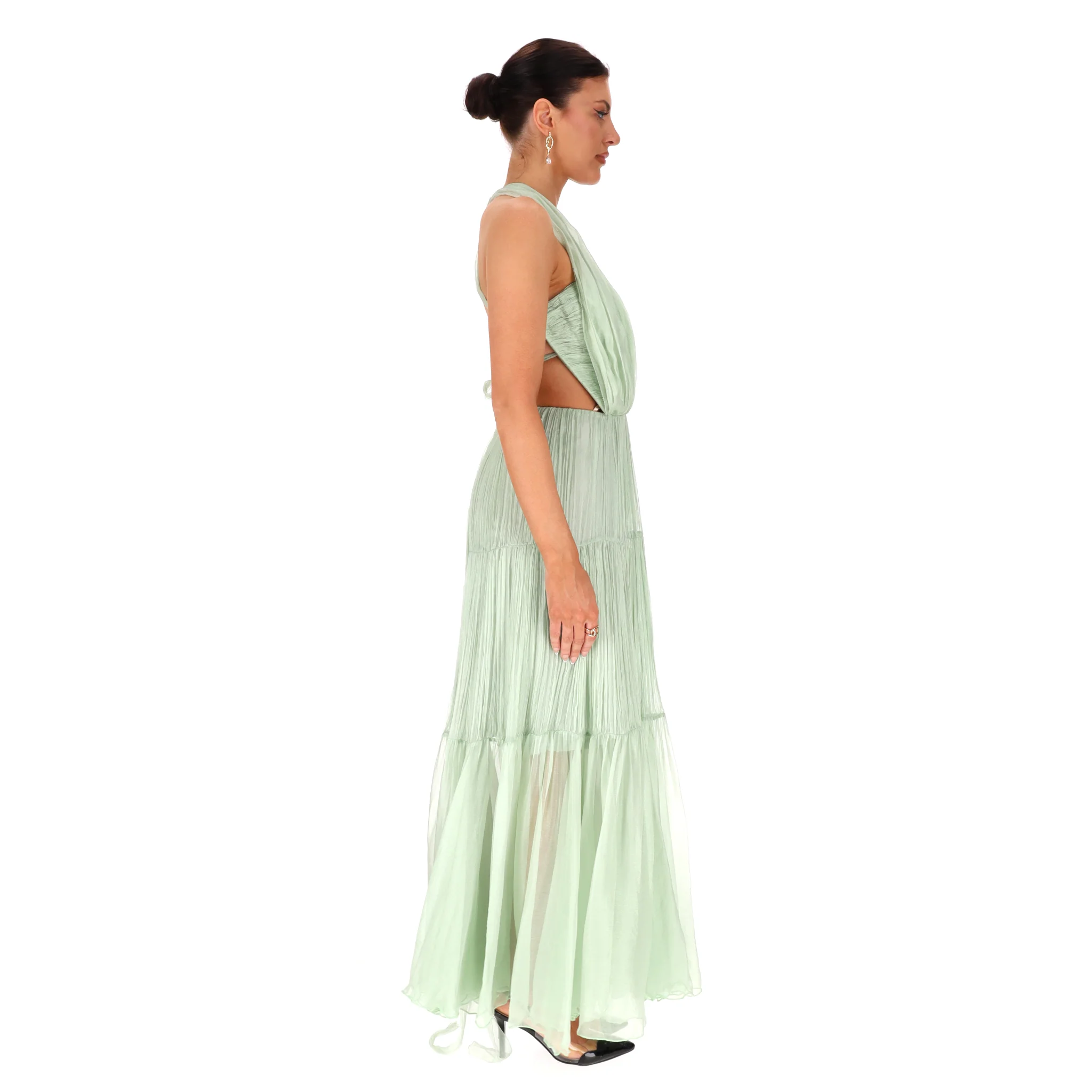 Maria Lucia Hohan Poppy Pleated Maxi Dress. Size 38FR - Image 3