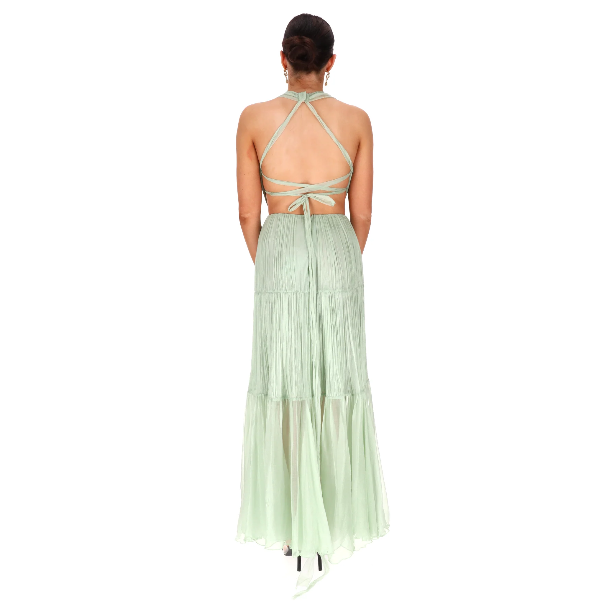 Maria Lucia Hohan Poppy Pleated Maxi Dress. Size 38FR - Image 4