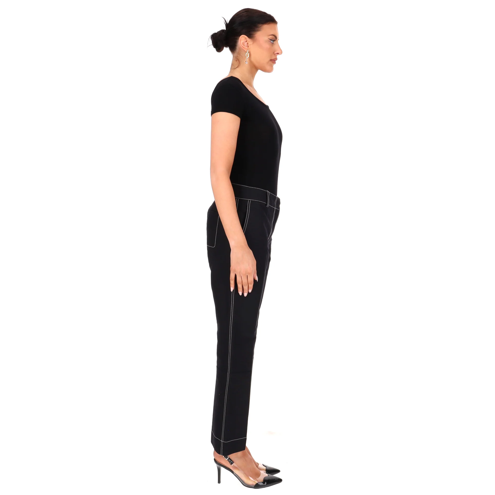 Marni Contrast-Stitching Cropped Flared Trousers. Size 40IT - Image 3