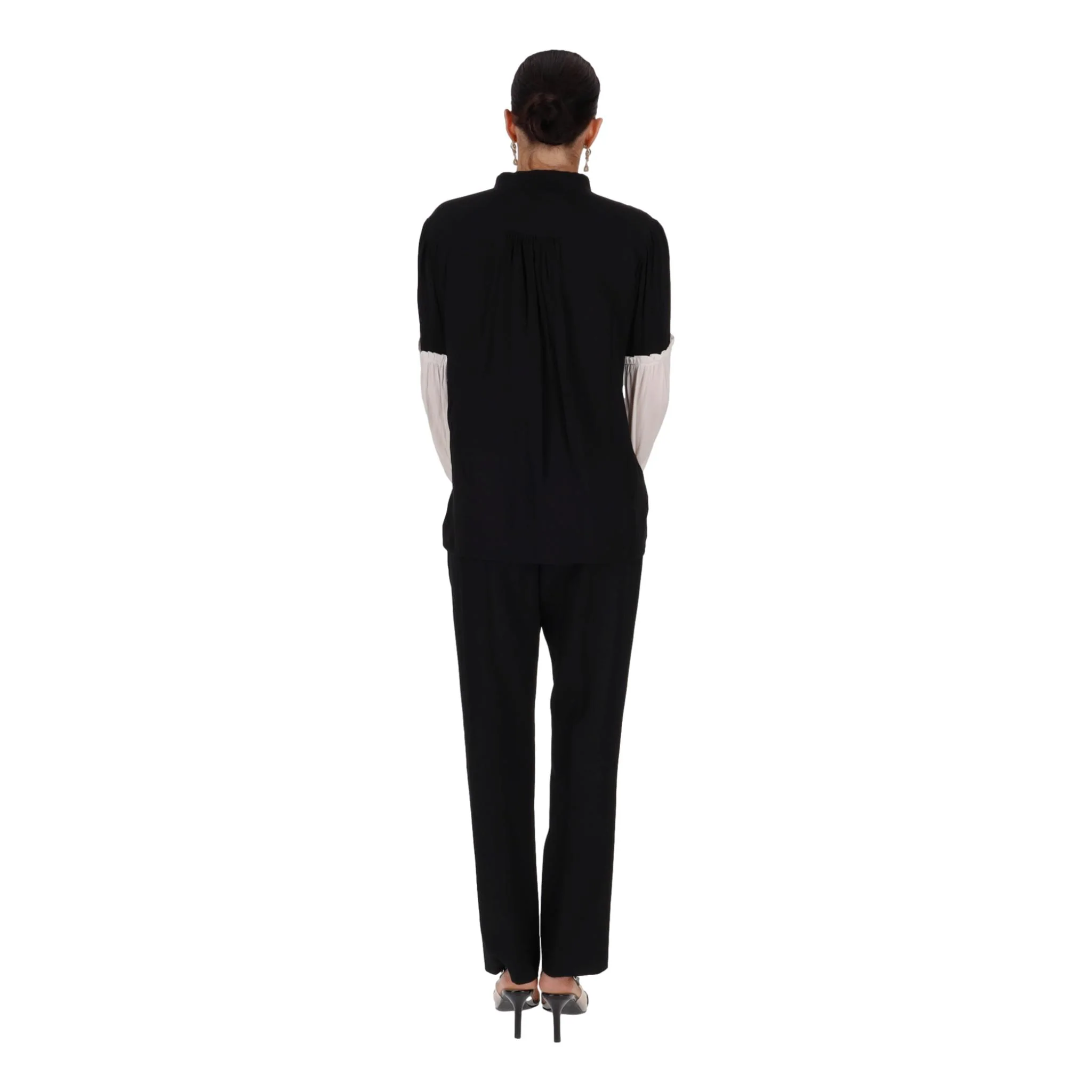 Max Mara Tasseled Two-Tone Silk Top. Size 42IT - Image 4