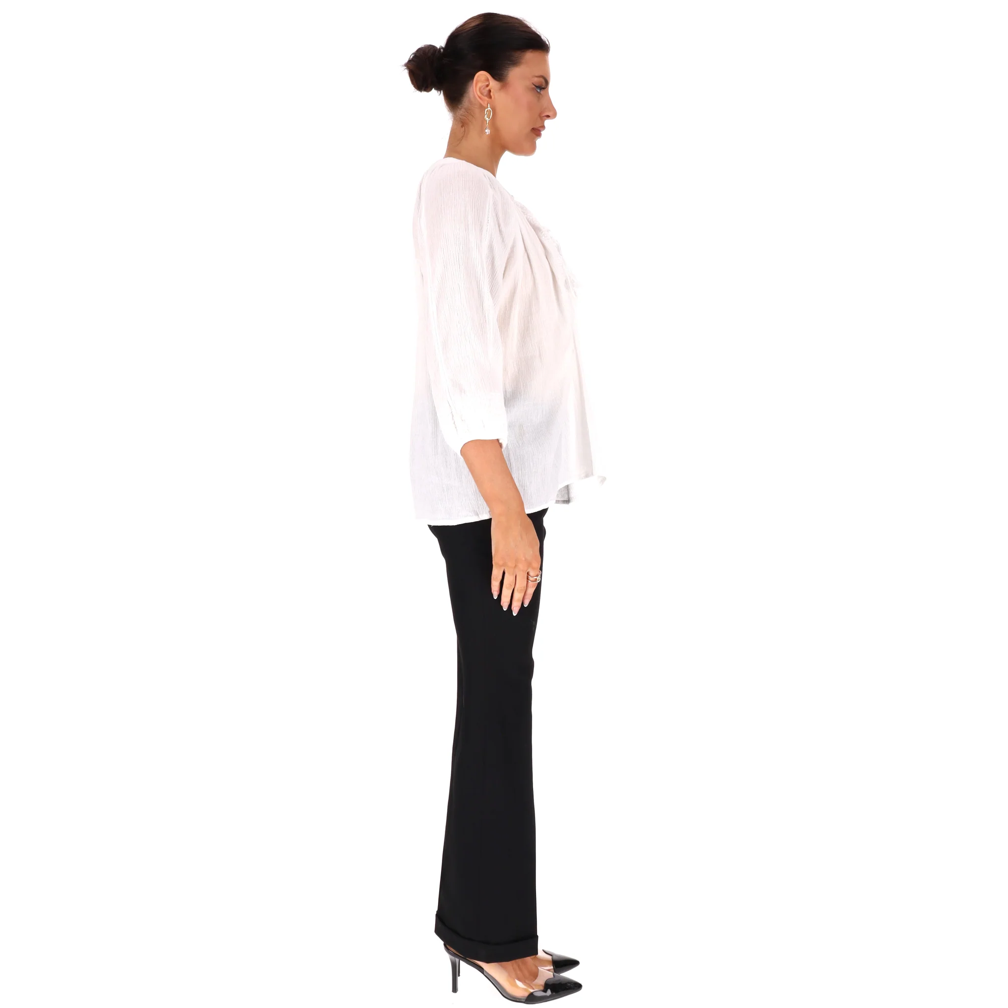 Melissa Odabash Cotton Tie-Up Neck Relaxed-Fit Top. Size O/S - Image 3