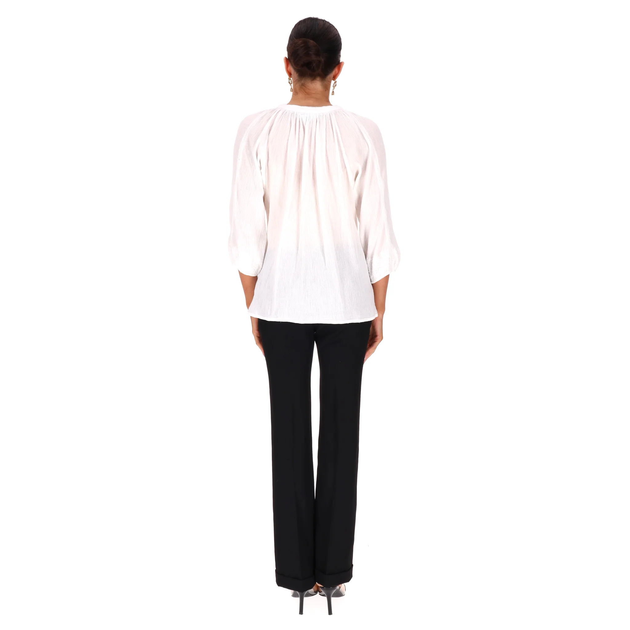 Melissa Odabash Cotton Tie-Up Neck Relaxed-Fit Top. Size O/S - Image 4