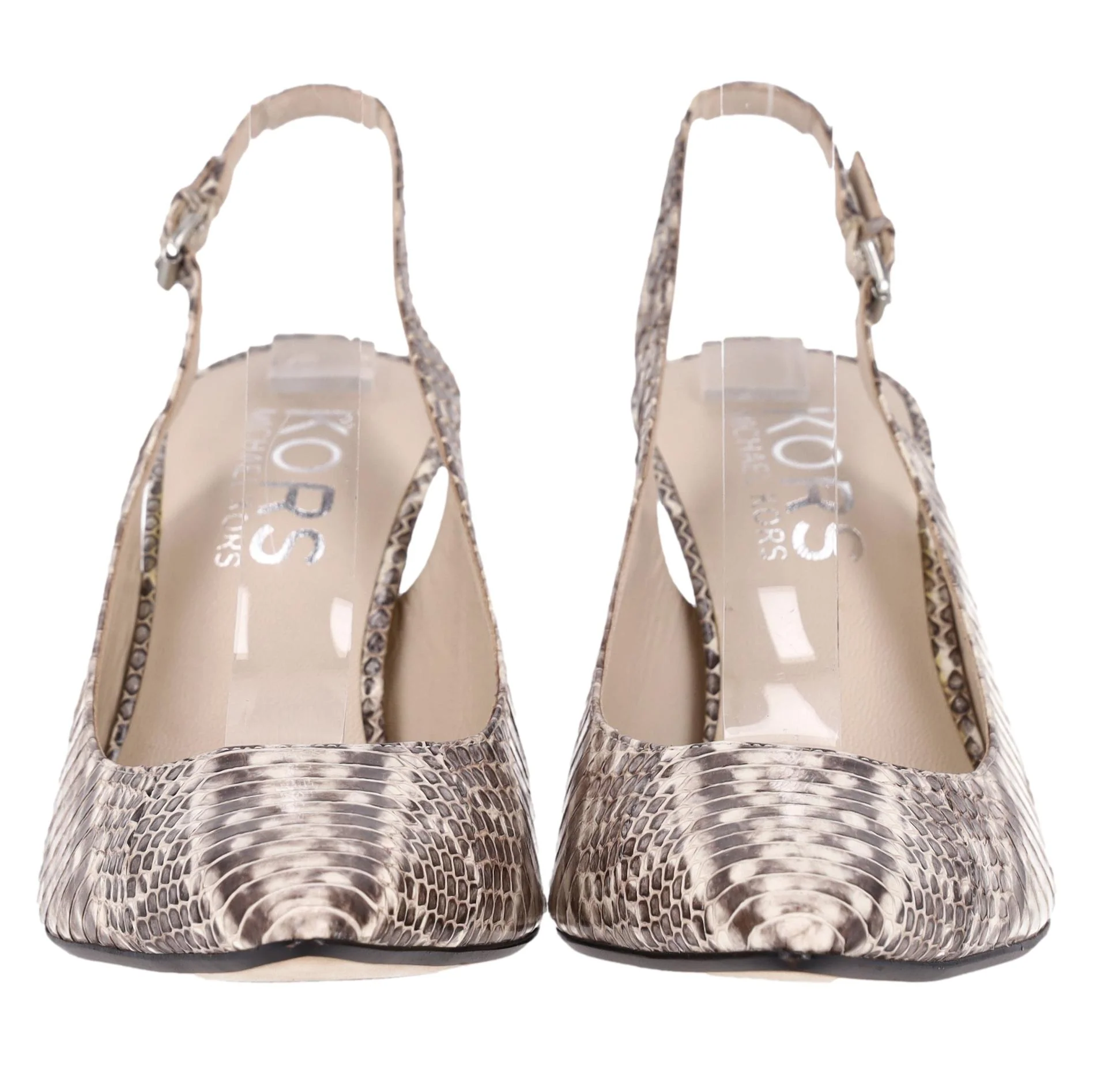 Michael Kors Snake-Embossed Leather Slingback Pumps. Size 40.5 - Image 2