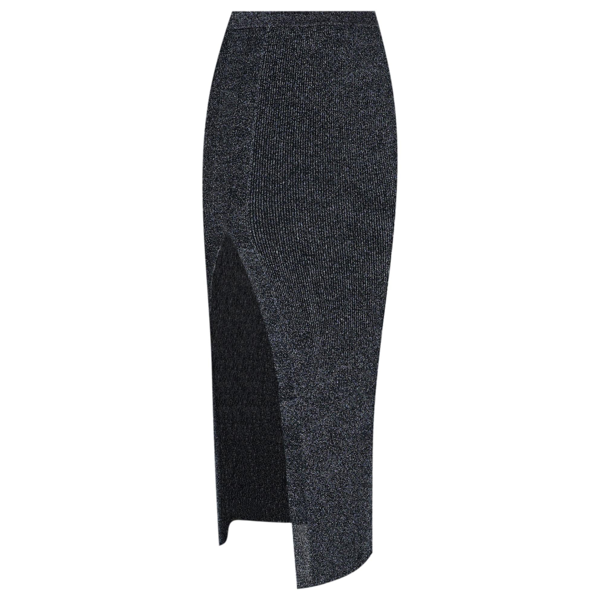 Missoni Metallic Ribbed-Knit Skirt With A Side Slit. Size 38IT