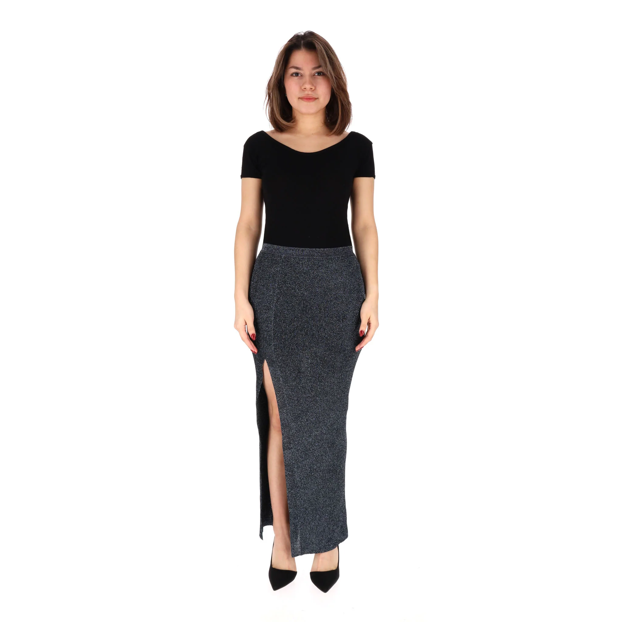 Missoni Metallic Ribbed-Knit Skirt With A Side Slit. Size 38IT - Image 2
