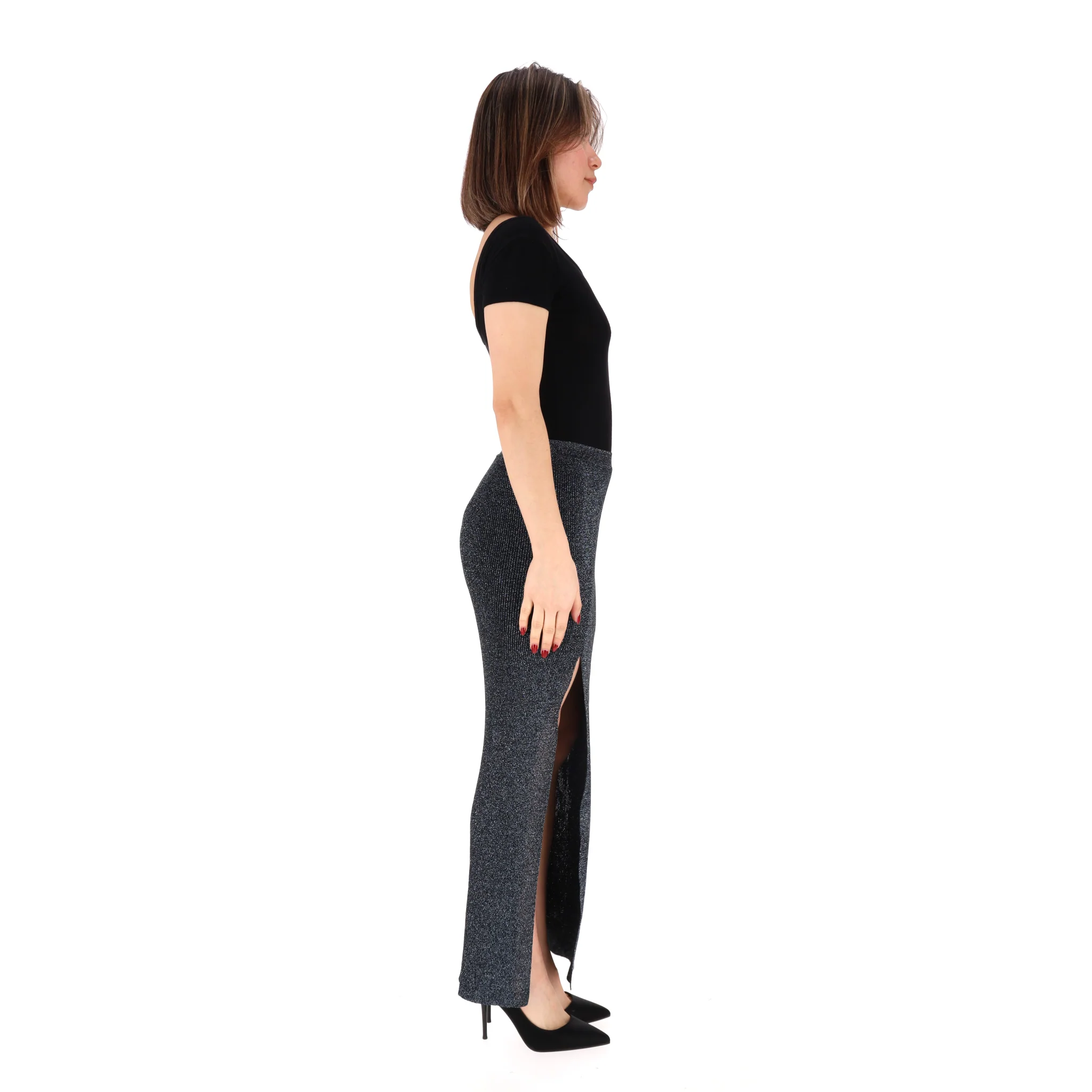 Missoni Metallic Ribbed-Knit Skirt With A Side Slit. Size 38IT - Image 3