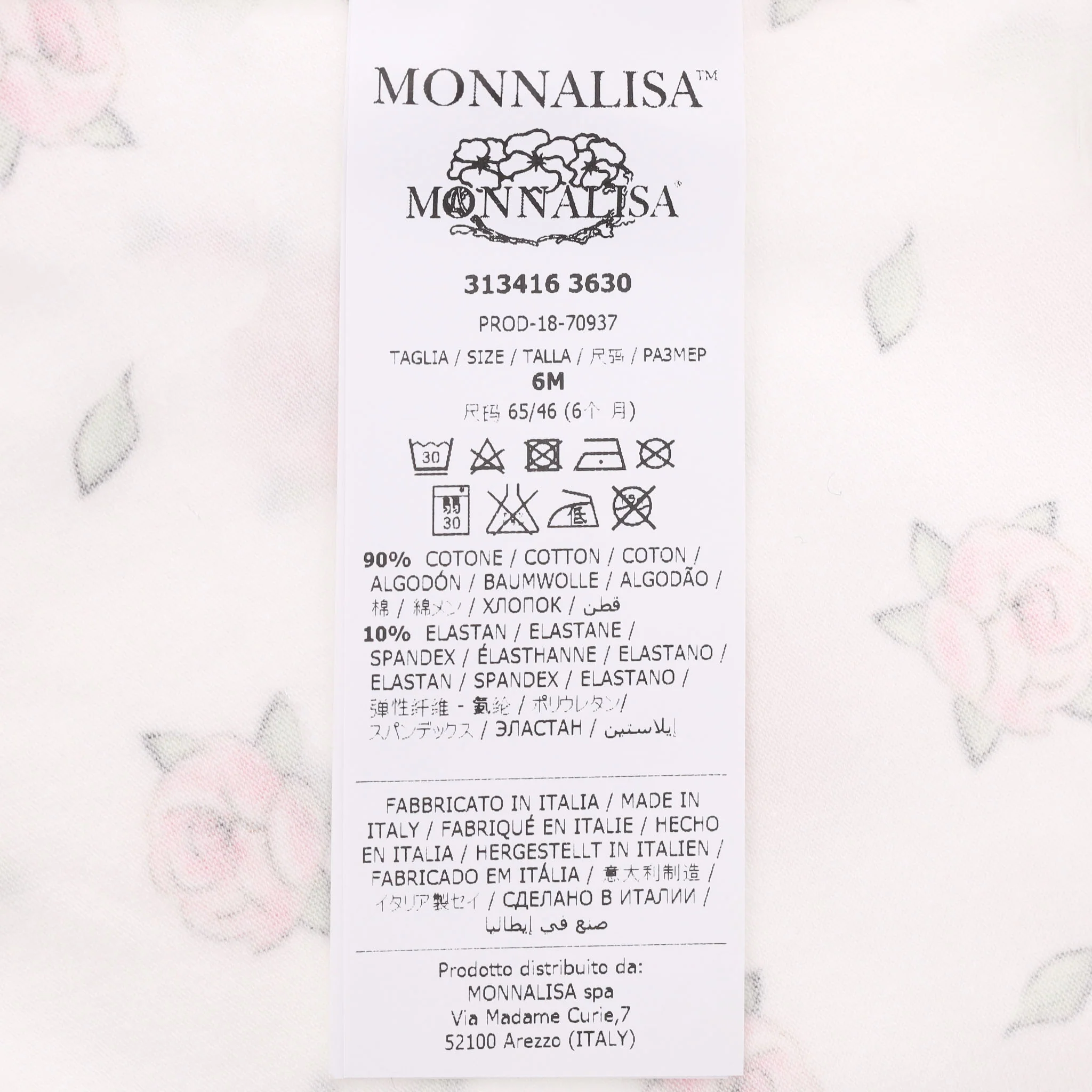 Monnalisa Baby Girl Cotton Rose Print Leggings. Size 6M - Image 5