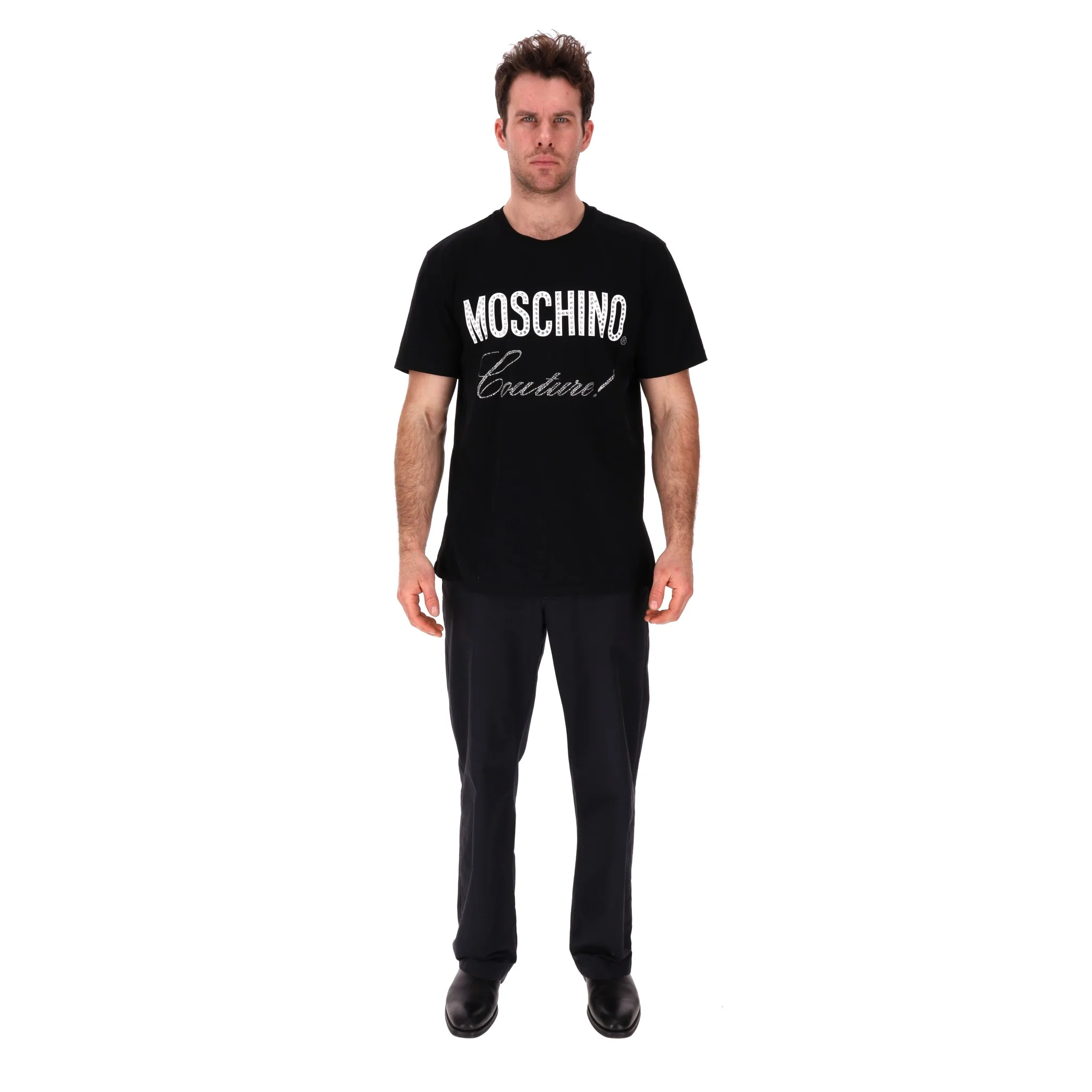 Moschino Crystal Embellished Logo T-Shirt. Size 54IT - Image 2