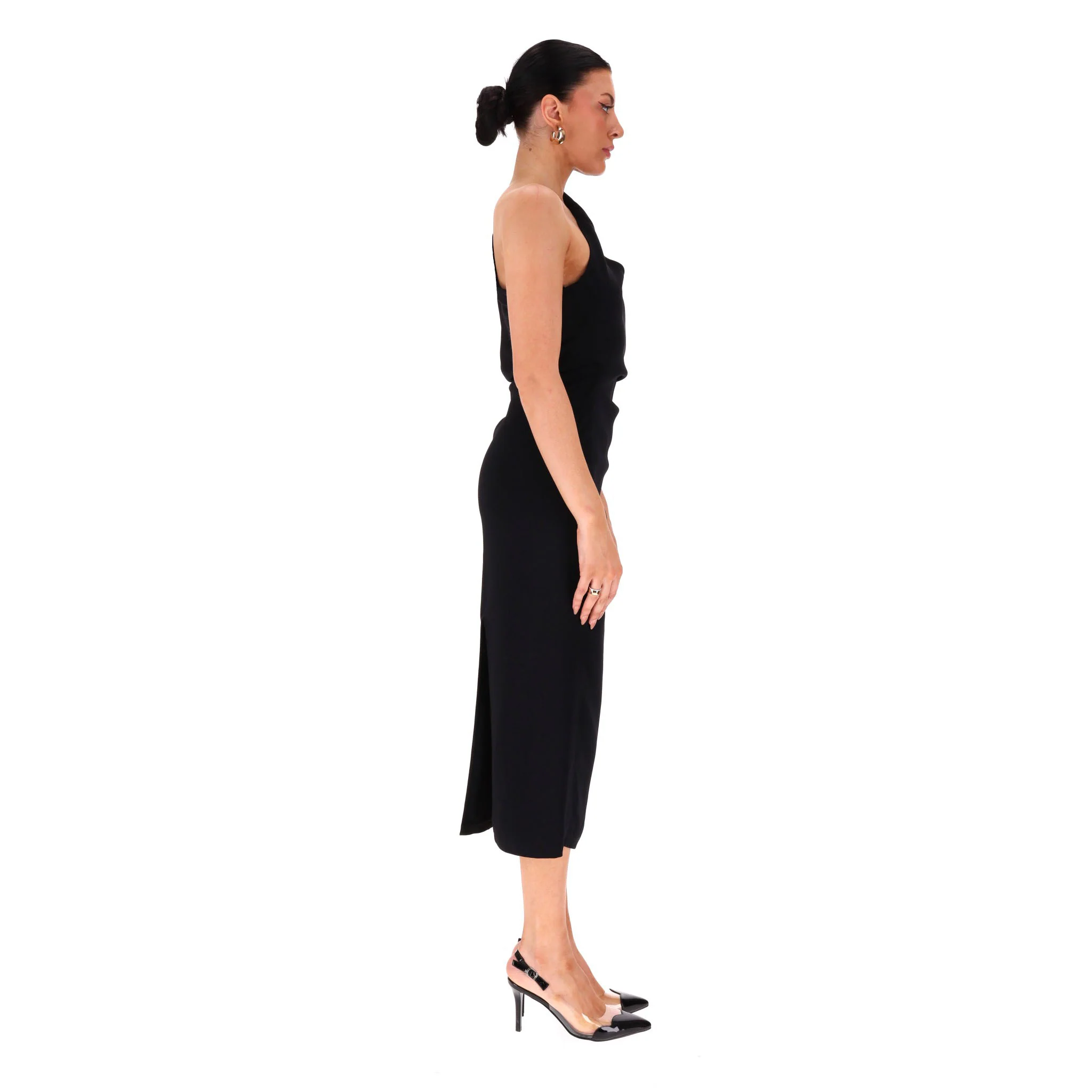 Mugler Asymmetric Cut-Out Neckline Bodycon Dress. Size 40FR - Image 3