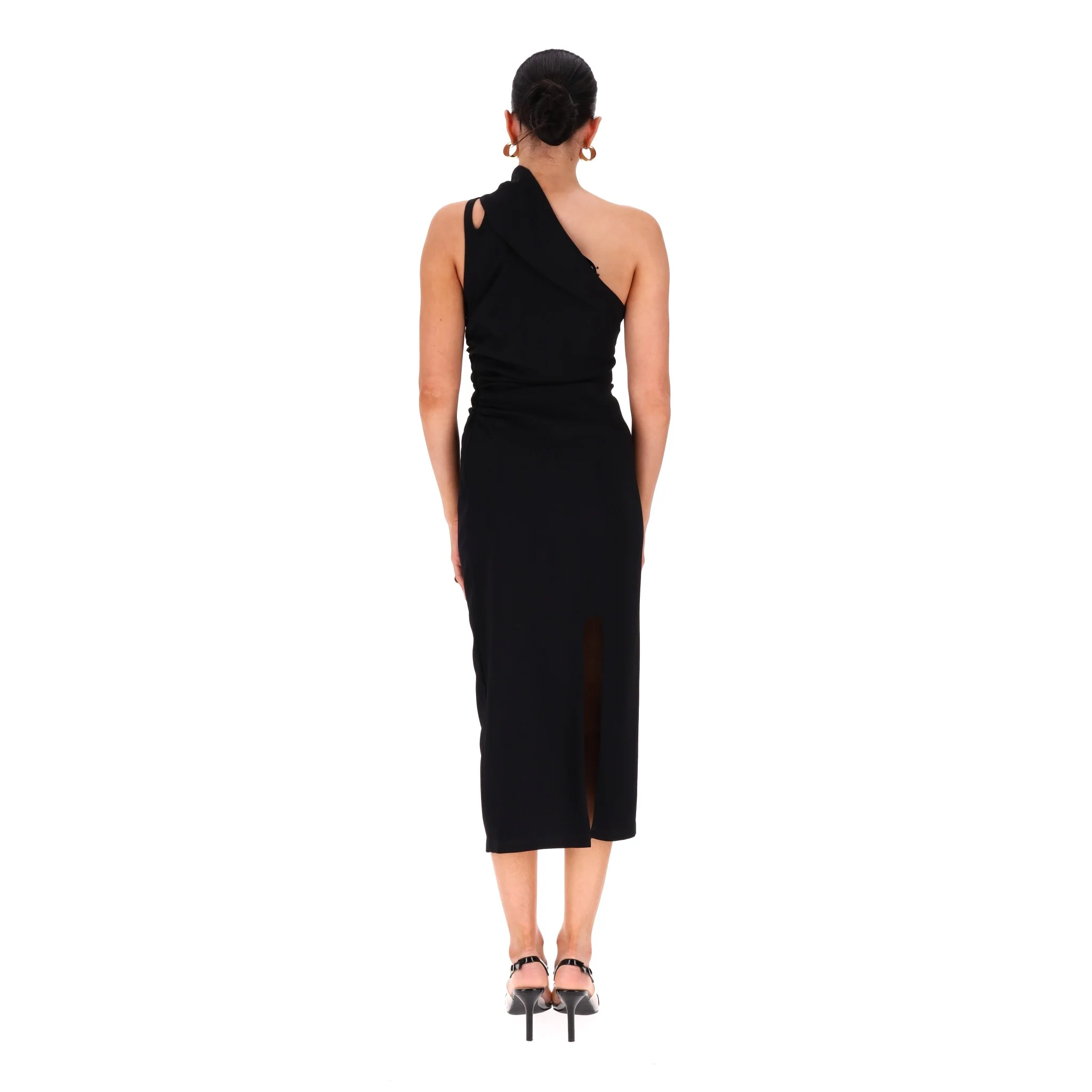 Mugler Asymmetric Cut-Out Neckline Bodycon Dress. Size 40FR - Image 4